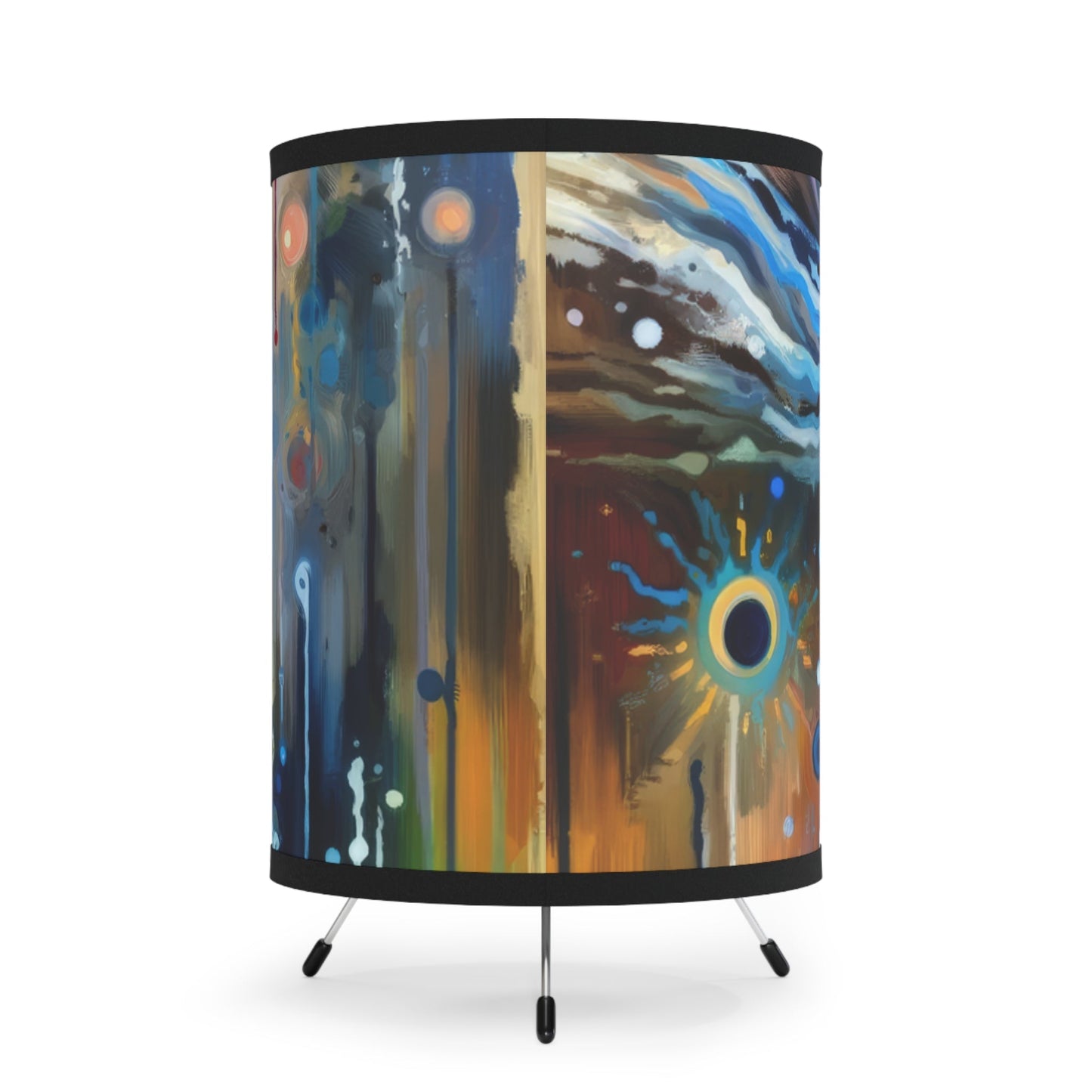 Journey Embrace Tachism Tripod Lamp with High-Res Printed Shade, US\CA plug - ATUH.ART