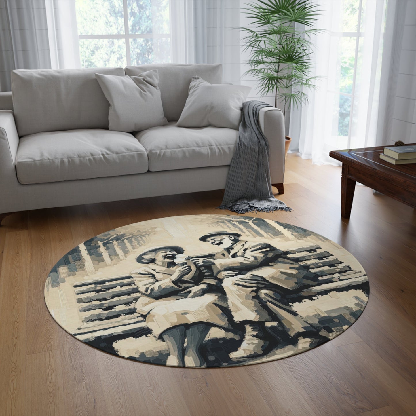 Joyful Companionship Serenity Round Rug - ATUH.ART