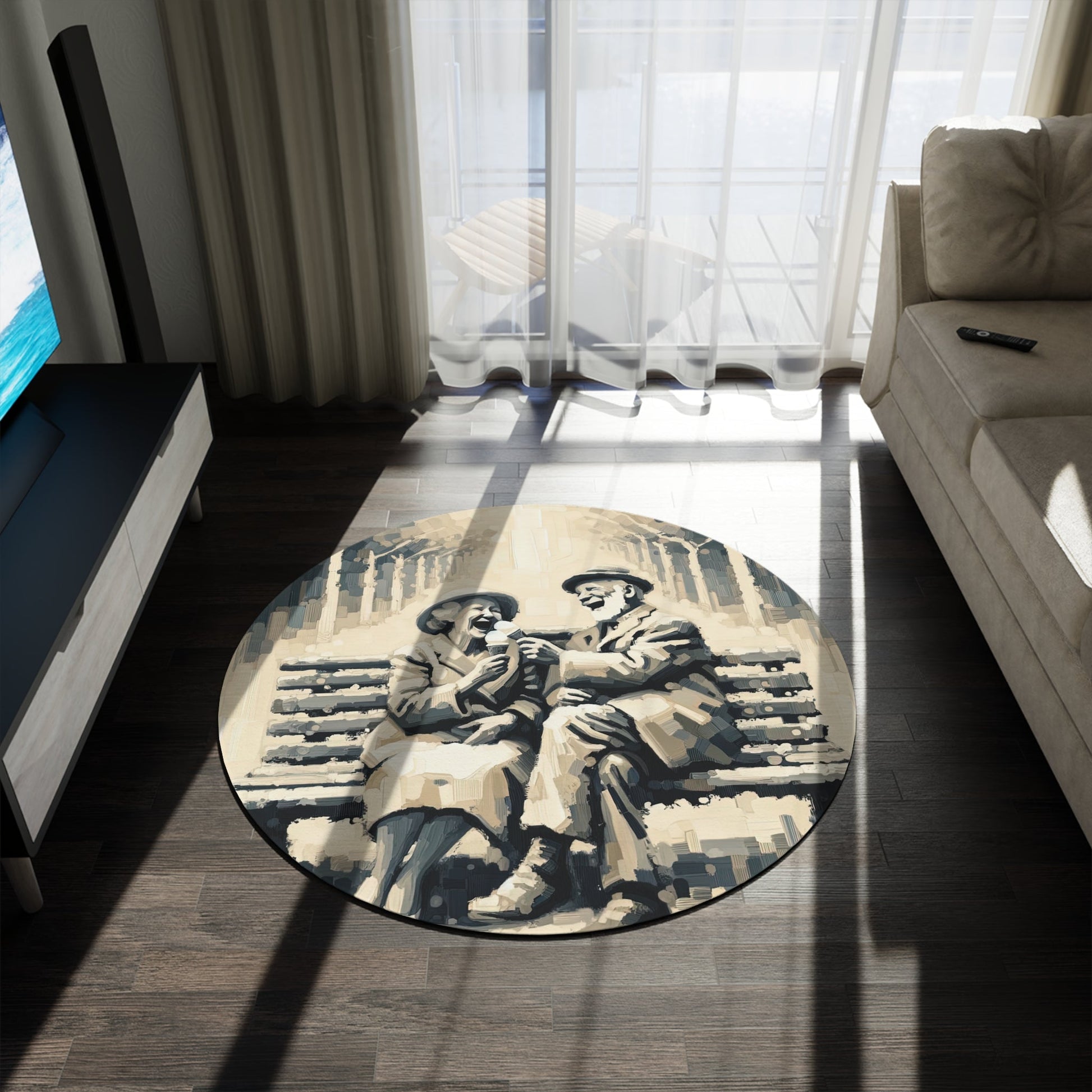Joyful Companionship Serenity Round Rug - ATUH.ART