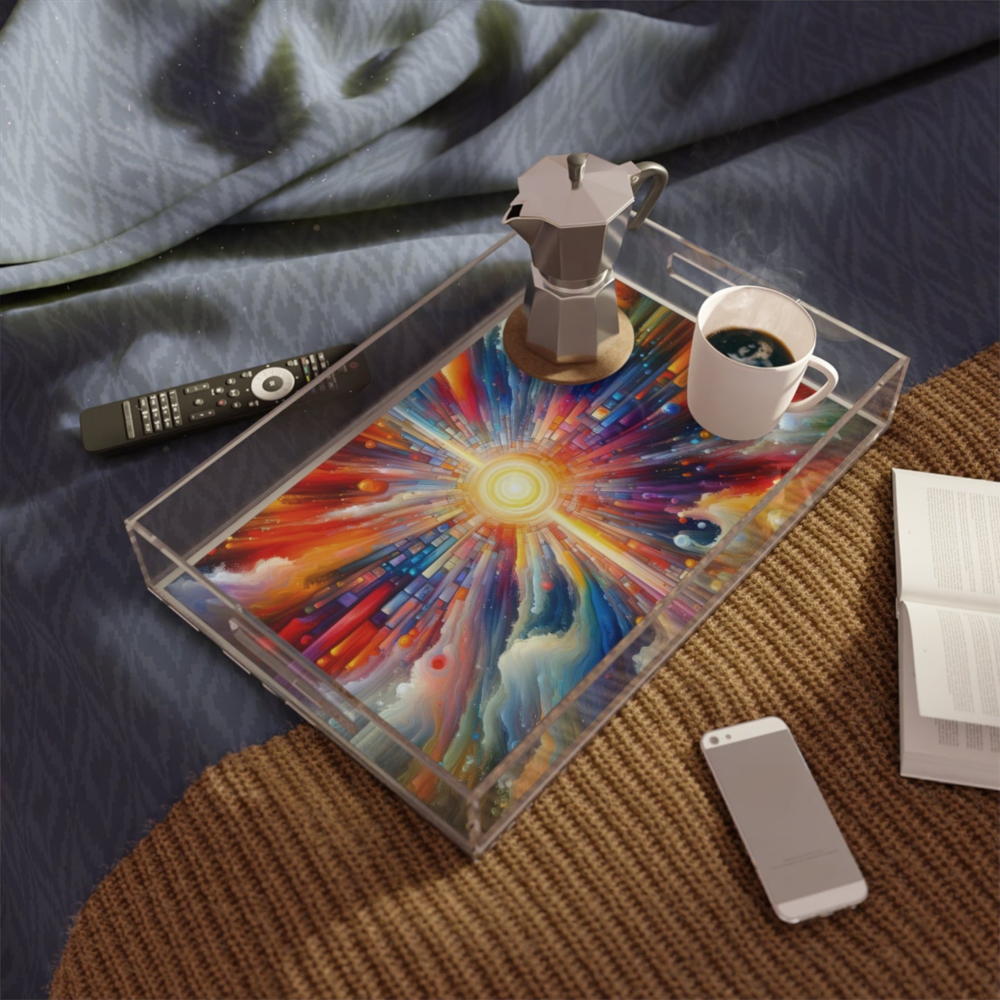 Kaleidoscopic Tachism Breath Acrylic Serving Tray - ATUH.ART