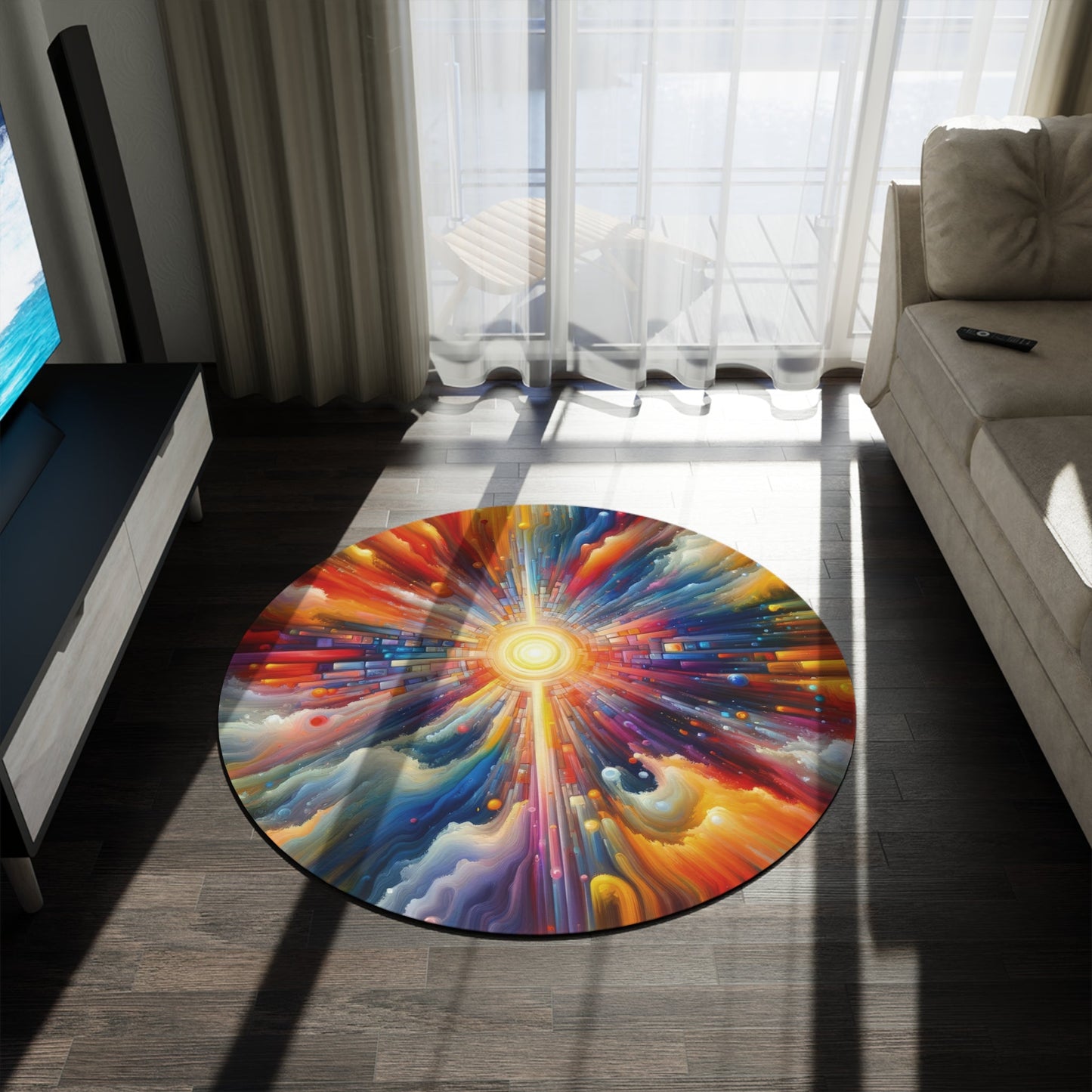 Kaleidoscopic Tachism Breath Round Rug - ATUH.ART