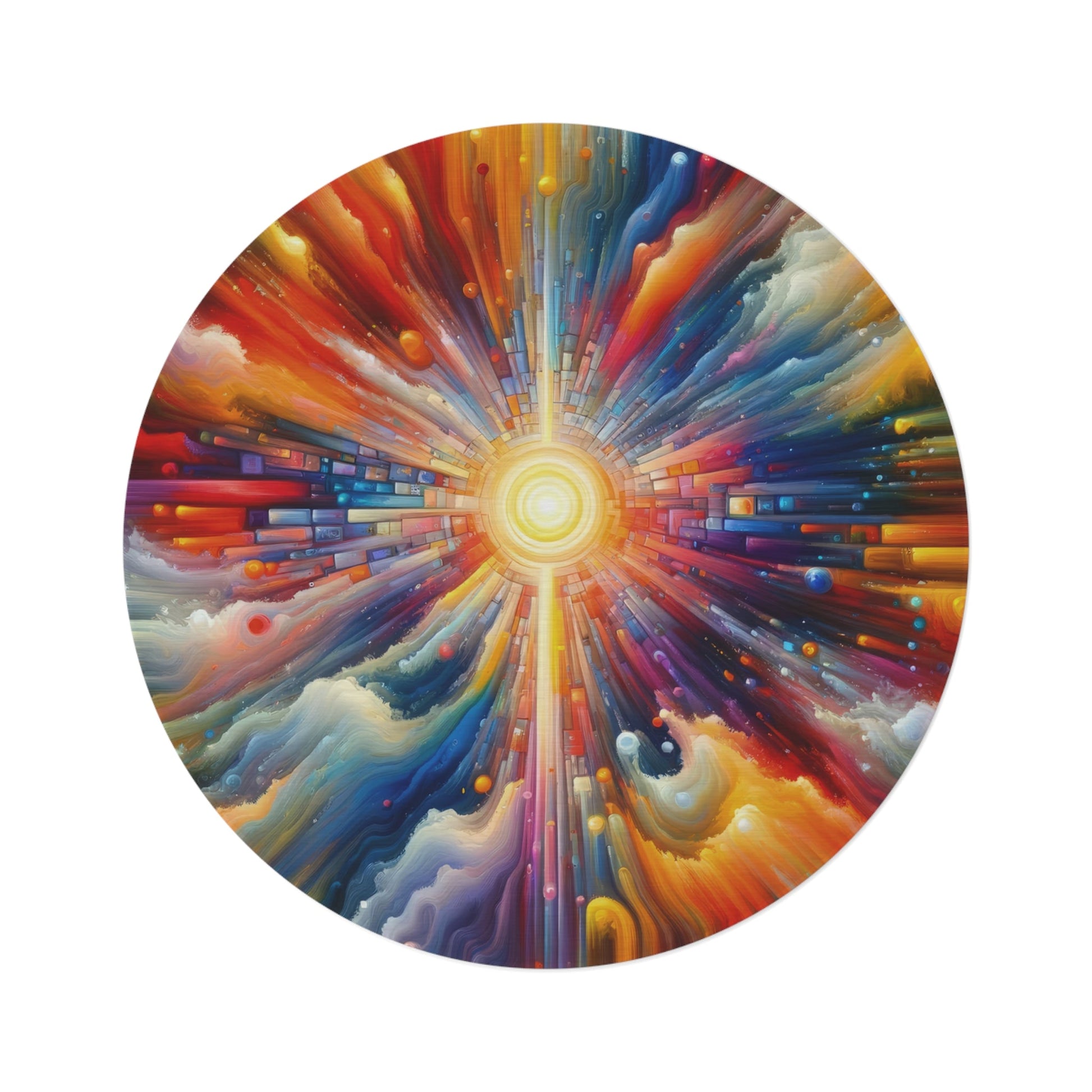 Kaleidoscopic Tachism Breath Round Rug - ATUH.ART