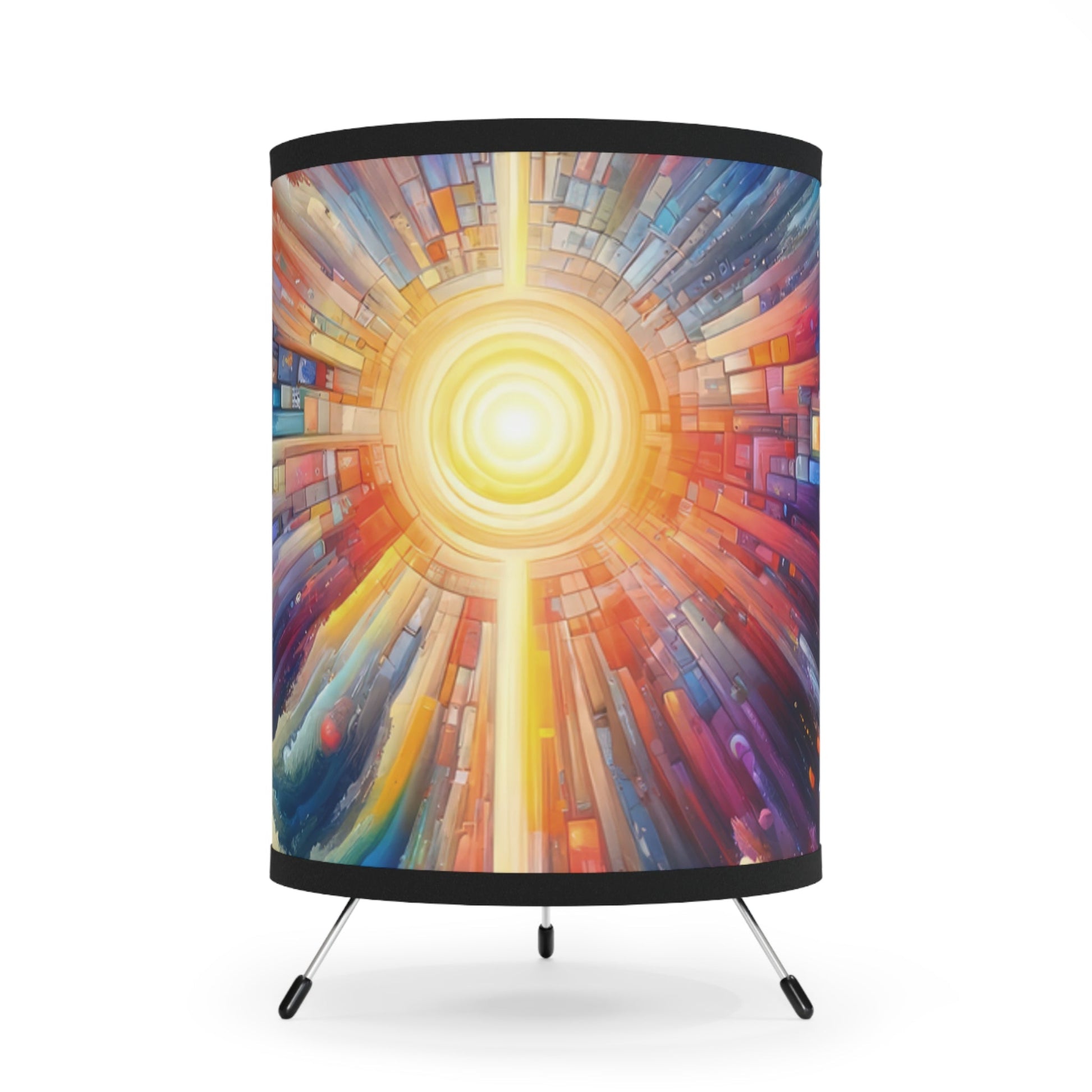Kaleidoscopic Tachism Breath Tripod Lamp with High-Res Printed Shade, US\CA plug - ATUH.ART