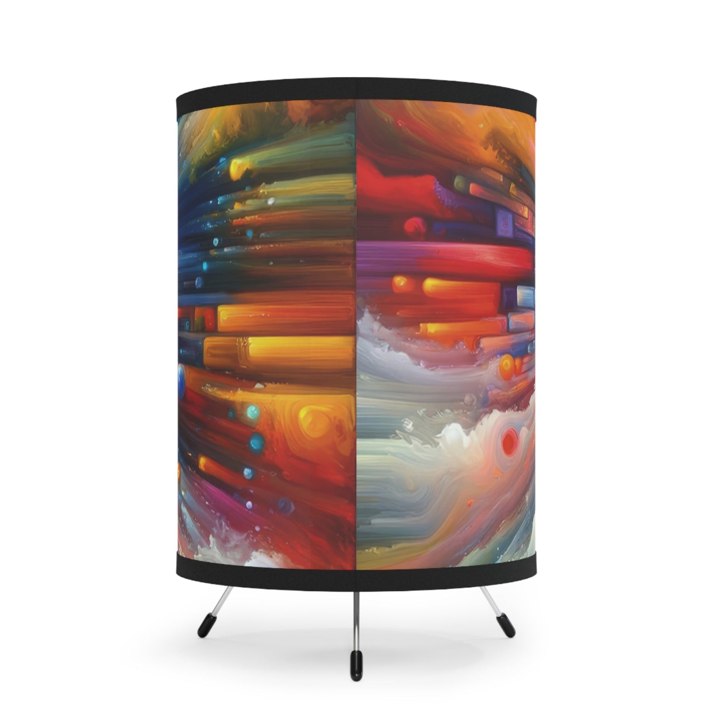 Kaleidoscopic Tachism Breath Tripod Lamp with High-Res Printed Shade, US\CA plug - ATUH.ART