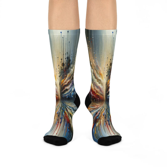 Linguistic Resonance Cascade Cushioned Crew Socks - ATUH.ART