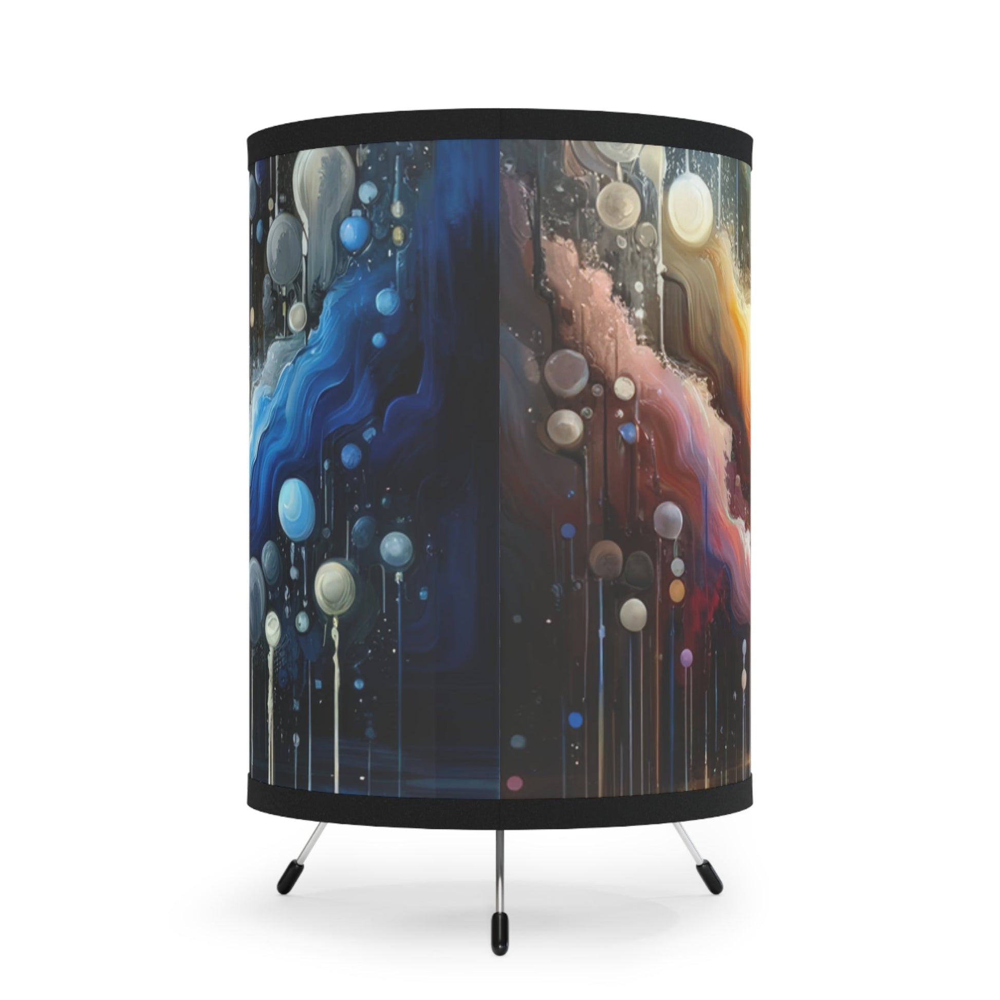 Linguistic Resonance Cascade Tripod Lamp with High-Res Printed Shade, US\CA plug - ATUH.ART