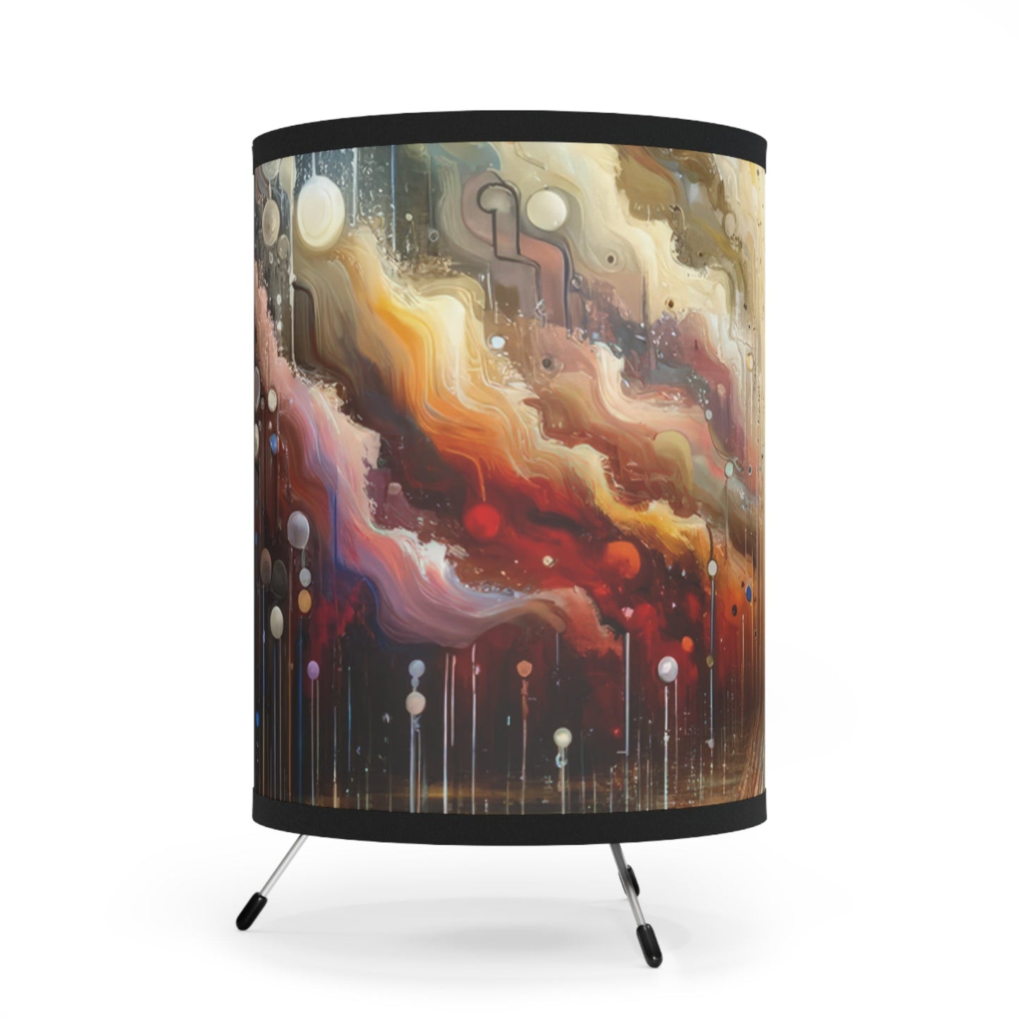 Linguistic Resonance Cascade Tripod Lamp with High-Res Printed Shade, US\CA plug - ATUH.ART