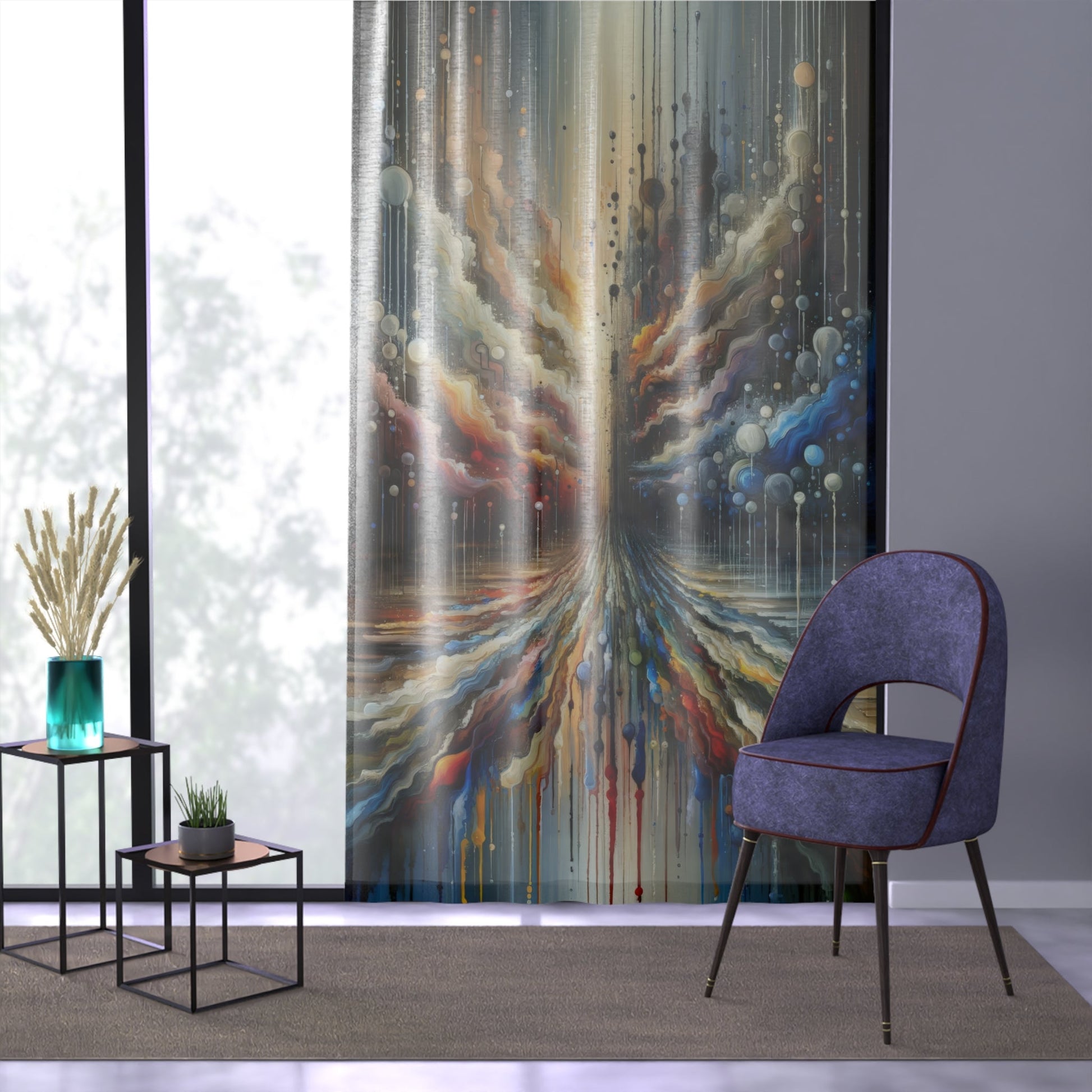 Linguistic Resonance Cascade Window Curtain - ATUH.ART