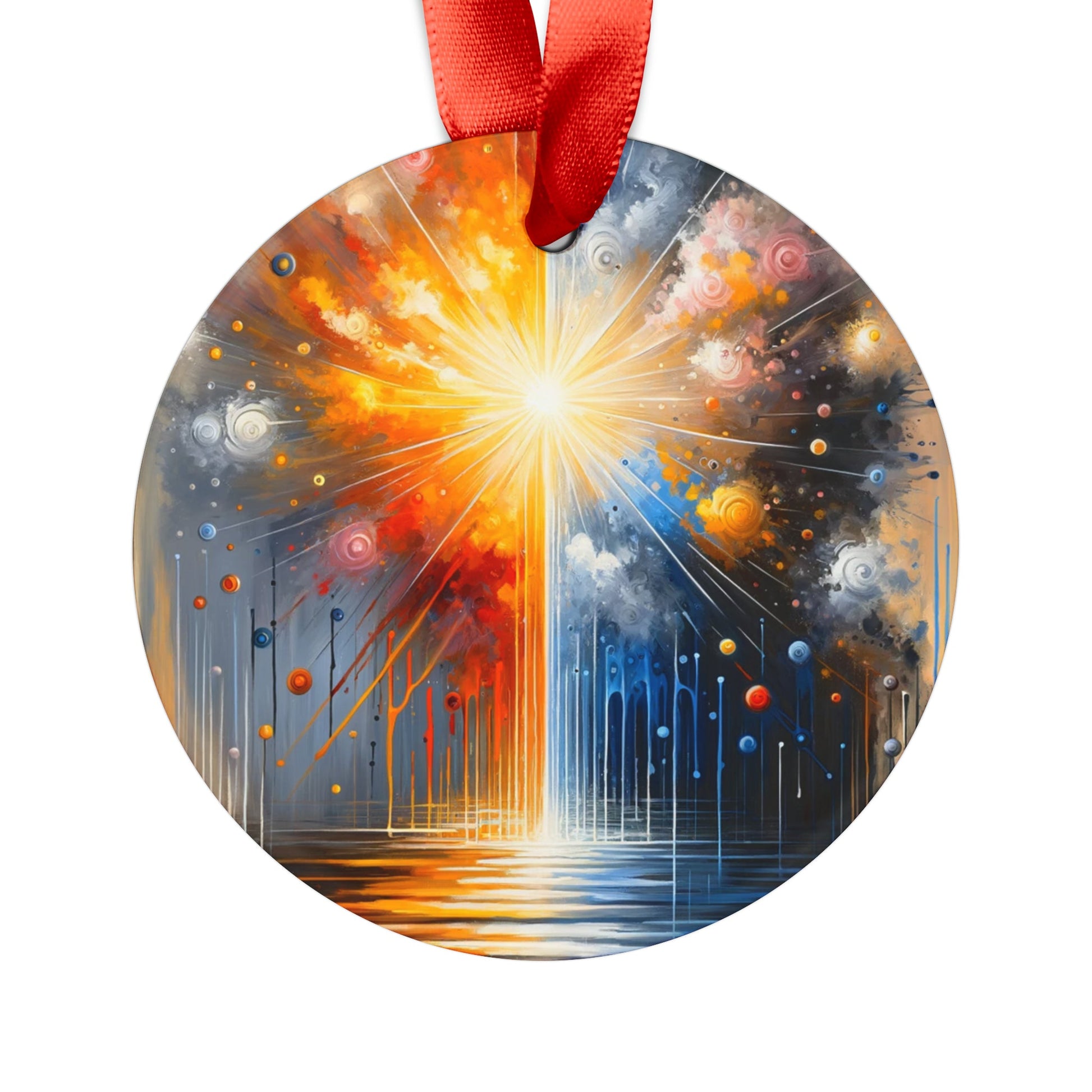 Luminous Abstract Tachism Acrylic Ornament with Ribbon - ATUH.ART