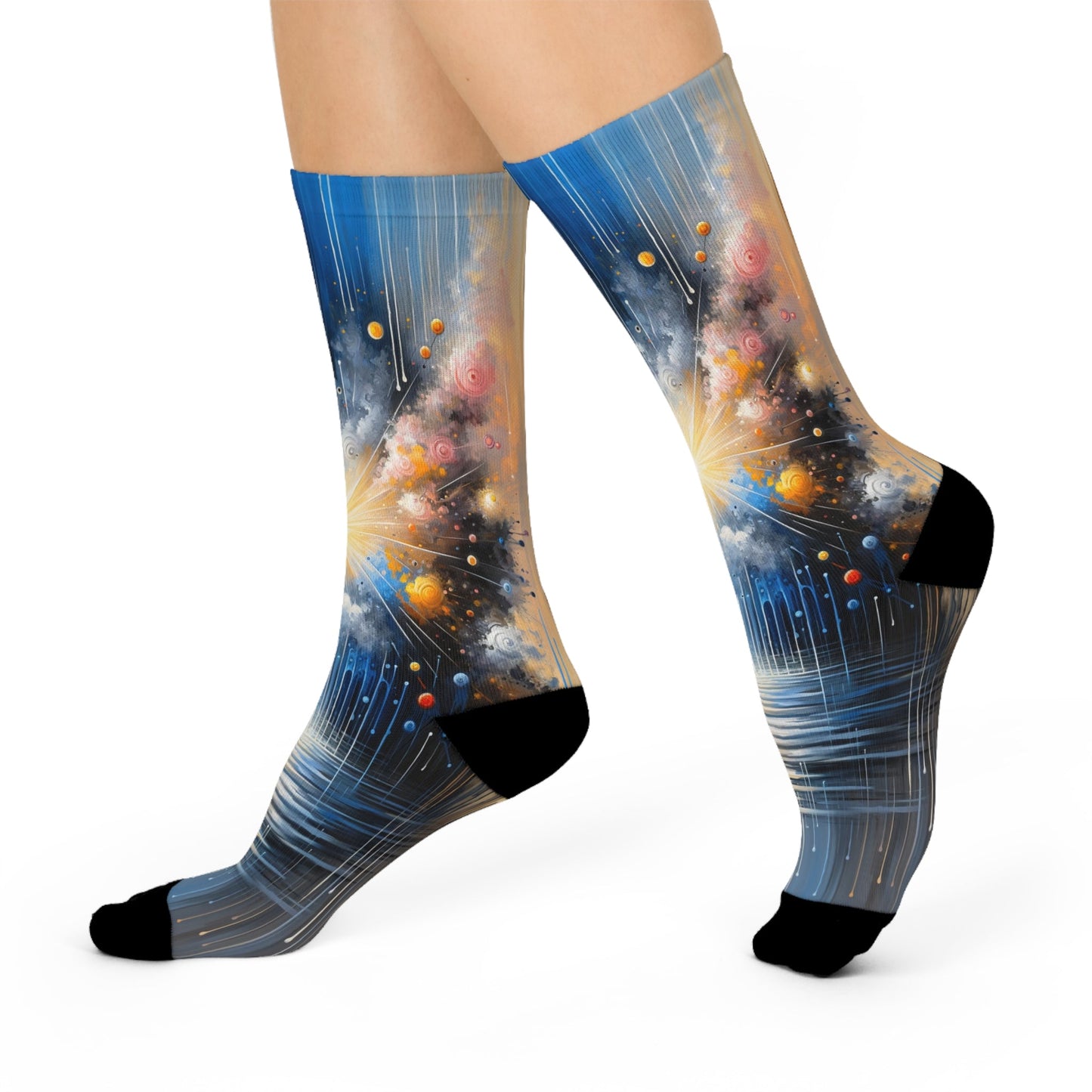 Luminous Abstract Tachism Cushioned Crew Socks - ATUH.ART