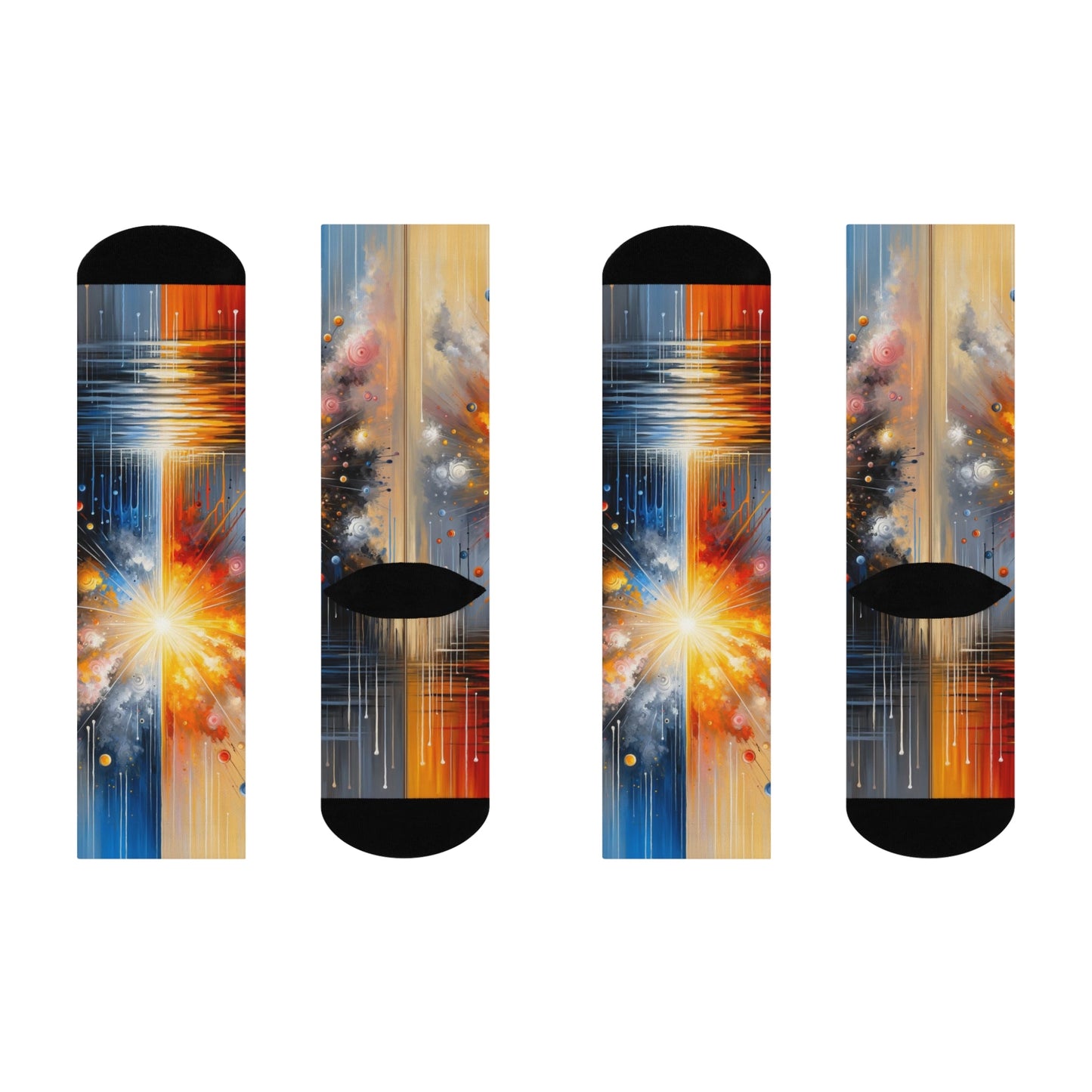 Luminous Abstract Tachism Cushioned Crew Socks - ATUH.ART