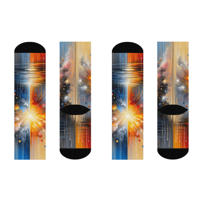Luminous Abstract Tachism Cushioned Crew Socks - ATUH.ART