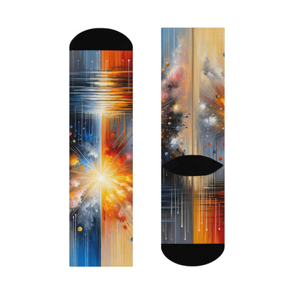 Luminous Abstract Tachism Cushioned Crew Socks - ATUH.ART