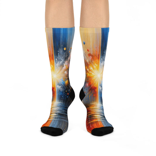 Luminous Abstract Tachism Cushioned Crew Socks - ATUH.ART