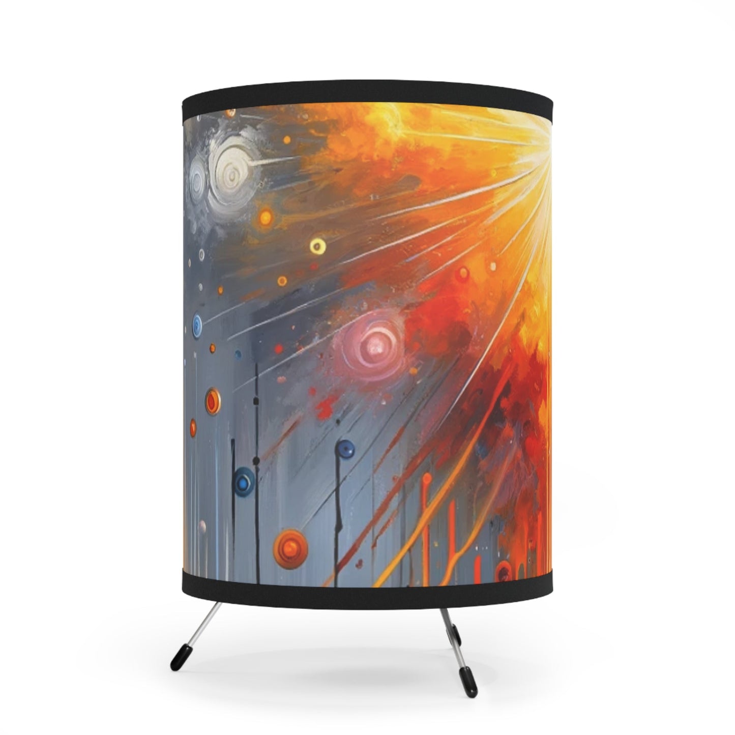 Luminous Abstract Tachism Tripod Lamp with High-Res Printed Shade, US\CA plug - ATUH.ART