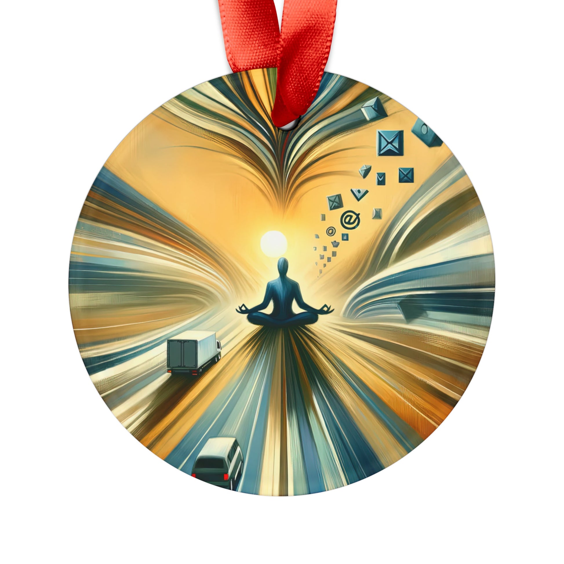 Meditative Commute Flow Acrylic Ornament with Ribbon - ATUH.ART