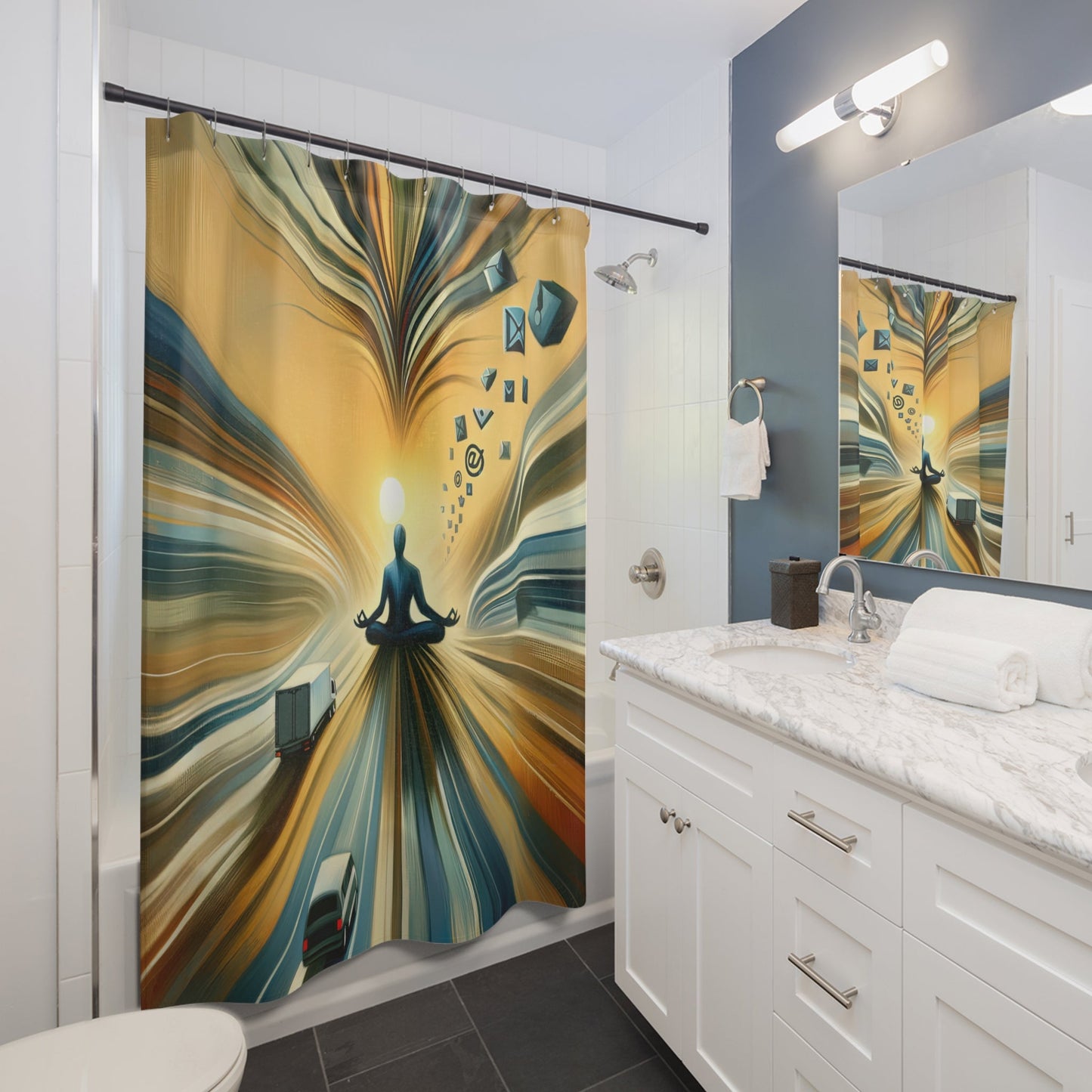 Meditative Commute Flow Shower Curtains - ATUH.ART