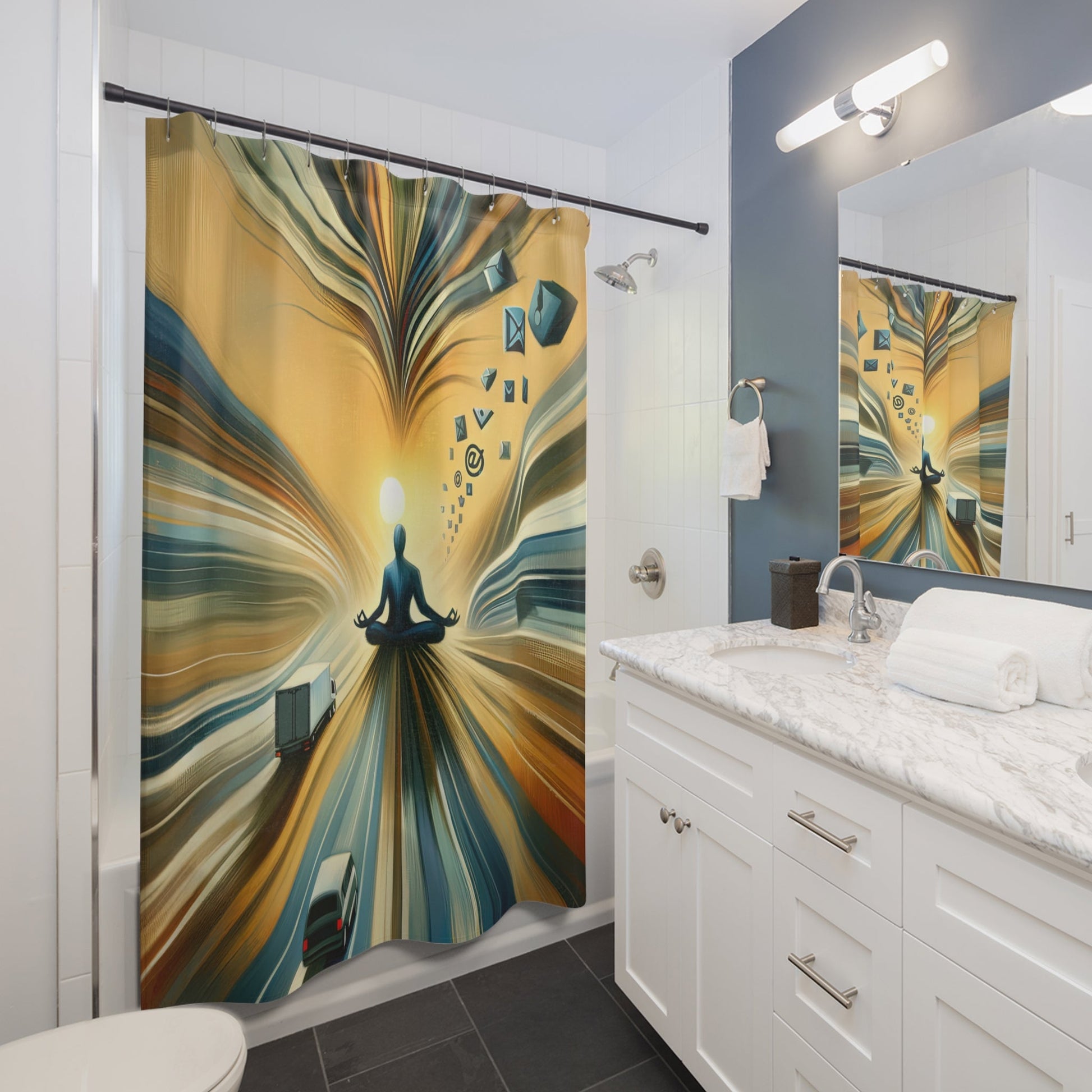 Meditative Commute Flow Shower Curtains - ATUH.ART