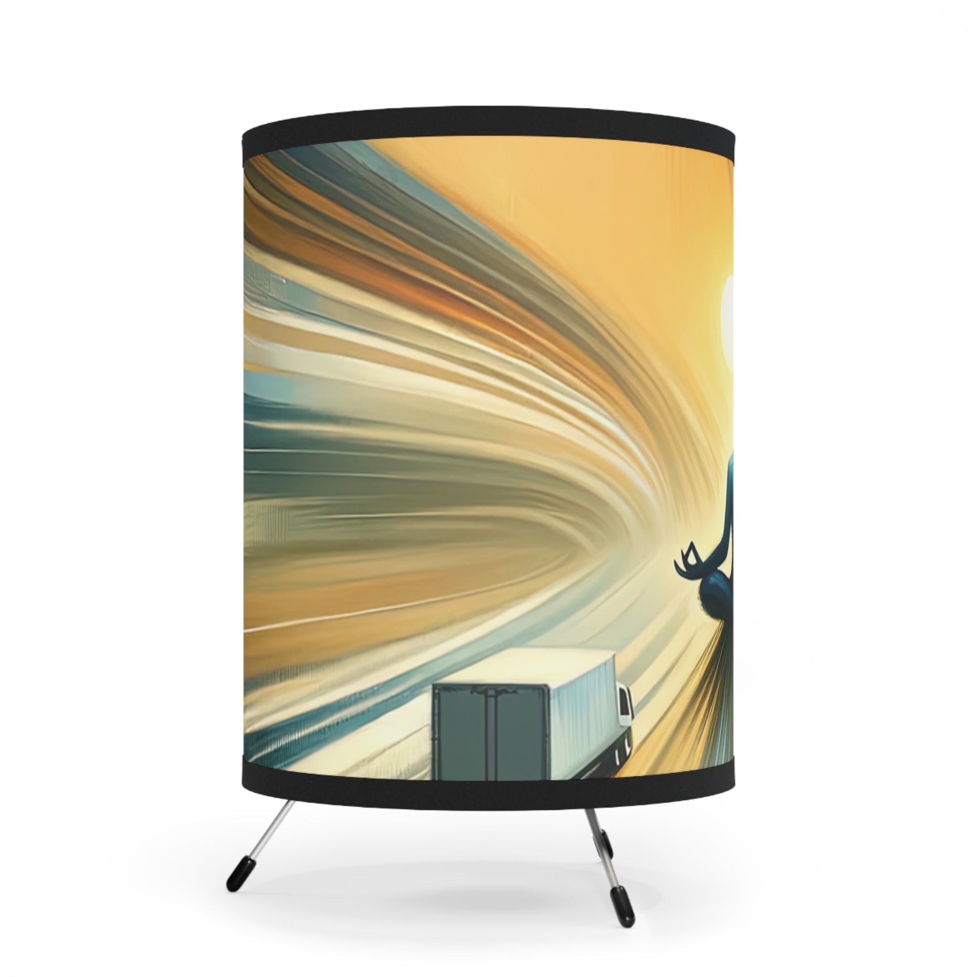 Meditative Commute Flow Tripod Lamp with High-Res Printed Shade, US\CA plug - ATUH.ART