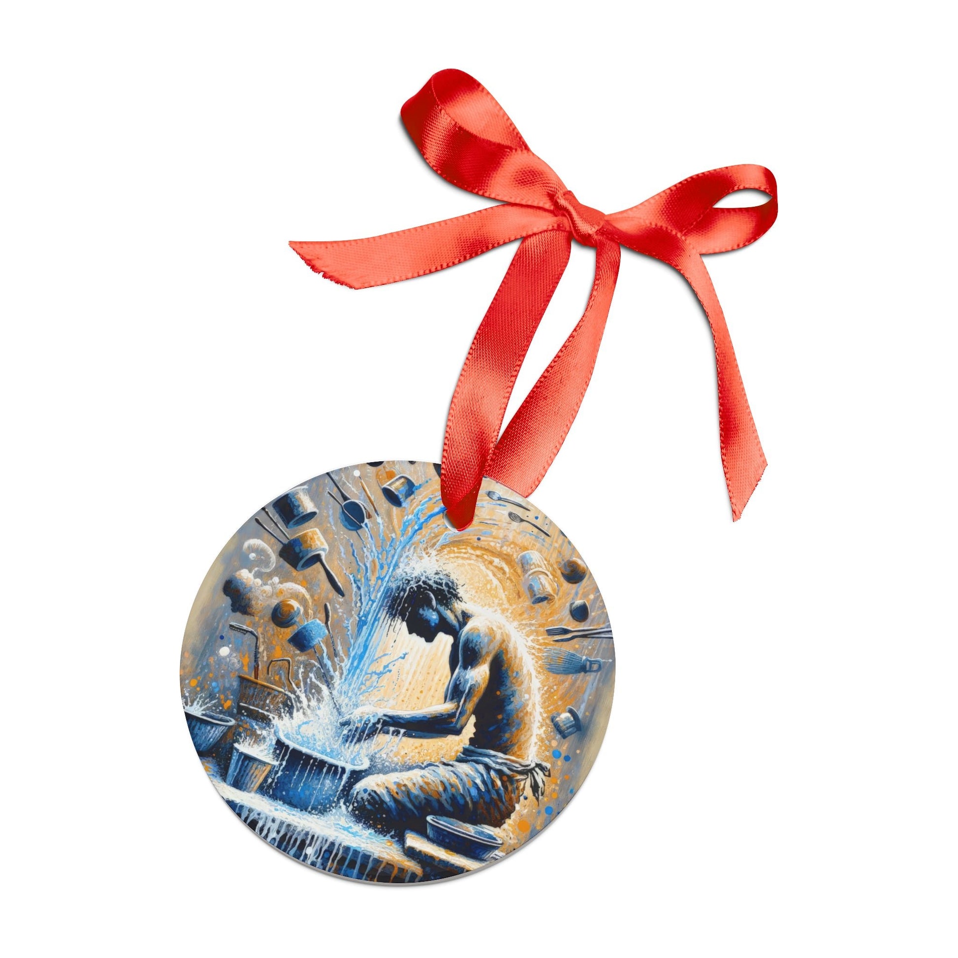 Meditative Kinetic Tachism Acrylic Ornament with Ribbon - ATUH.ART
