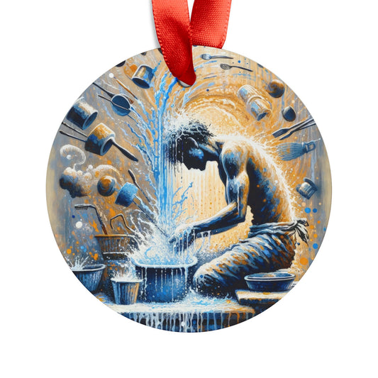 Meditative Kinetic Tachism Acrylic Ornament with Ribbon - ATUH.ART
