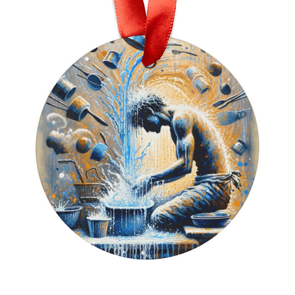 Meditative Kinetic Tachism Acrylic Ornament with Ribbon - ATUH.ART