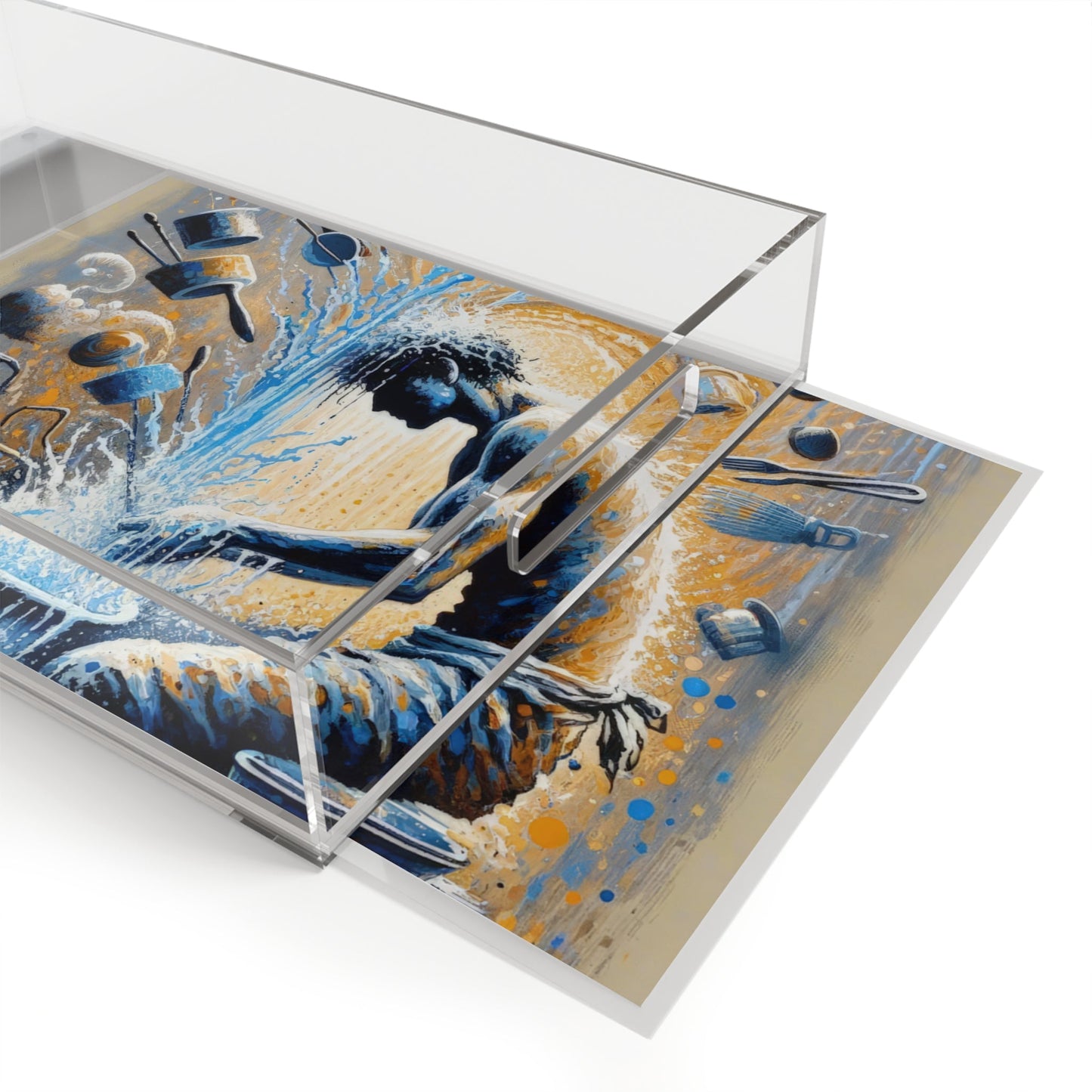 Meditative Kinetic Tachism Acrylic Serving Tray - ATUH.ART