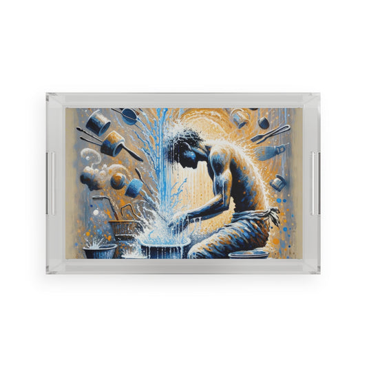 Meditative Kinetic Tachism Acrylic Serving Tray - ATUH.ART