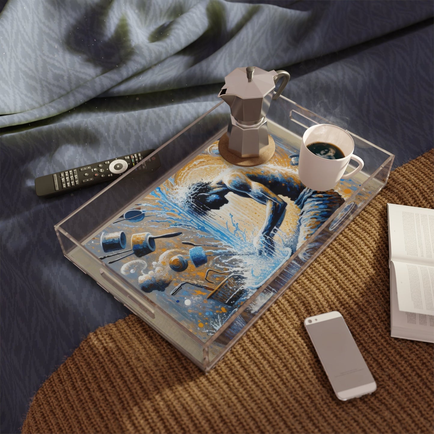 Meditative Kinetic Tachism Acrylic Serving Tray - ATUH.ART