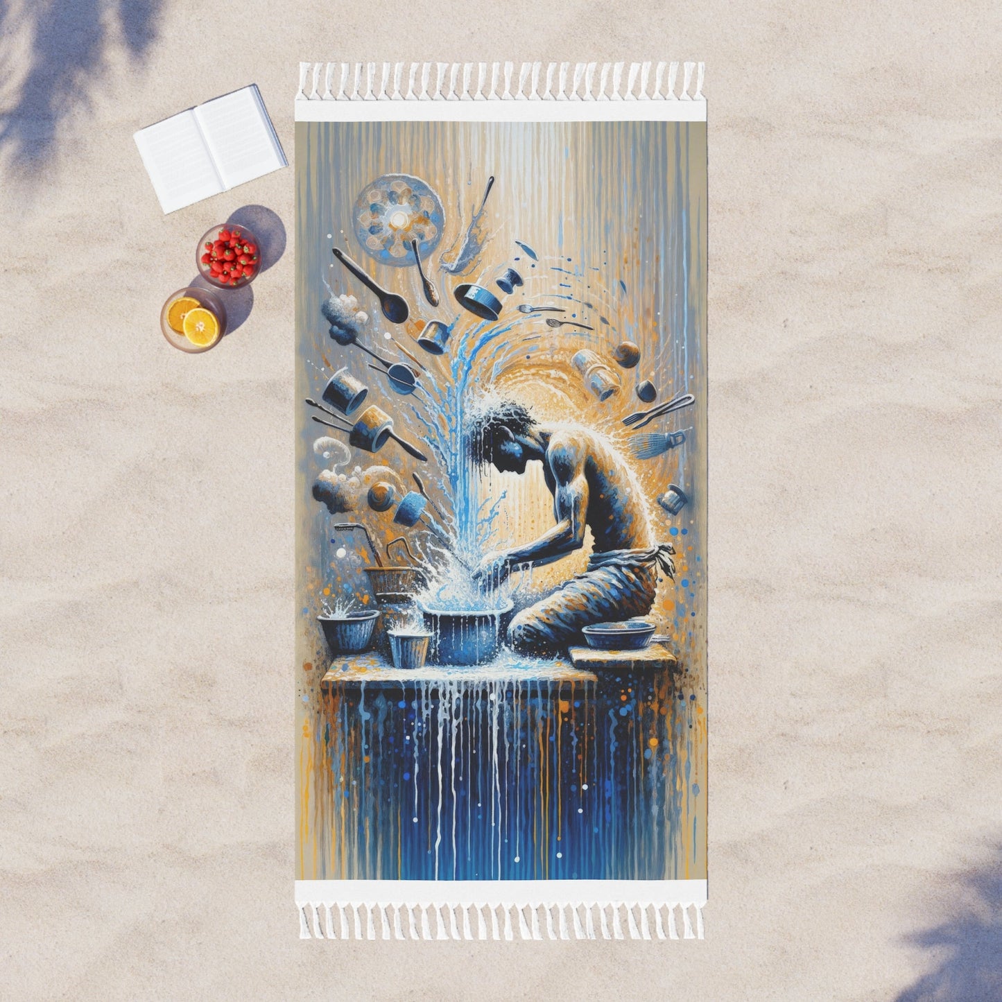 Meditative Kinetic Tachism Boho Beach Cloth - ATUH.ART