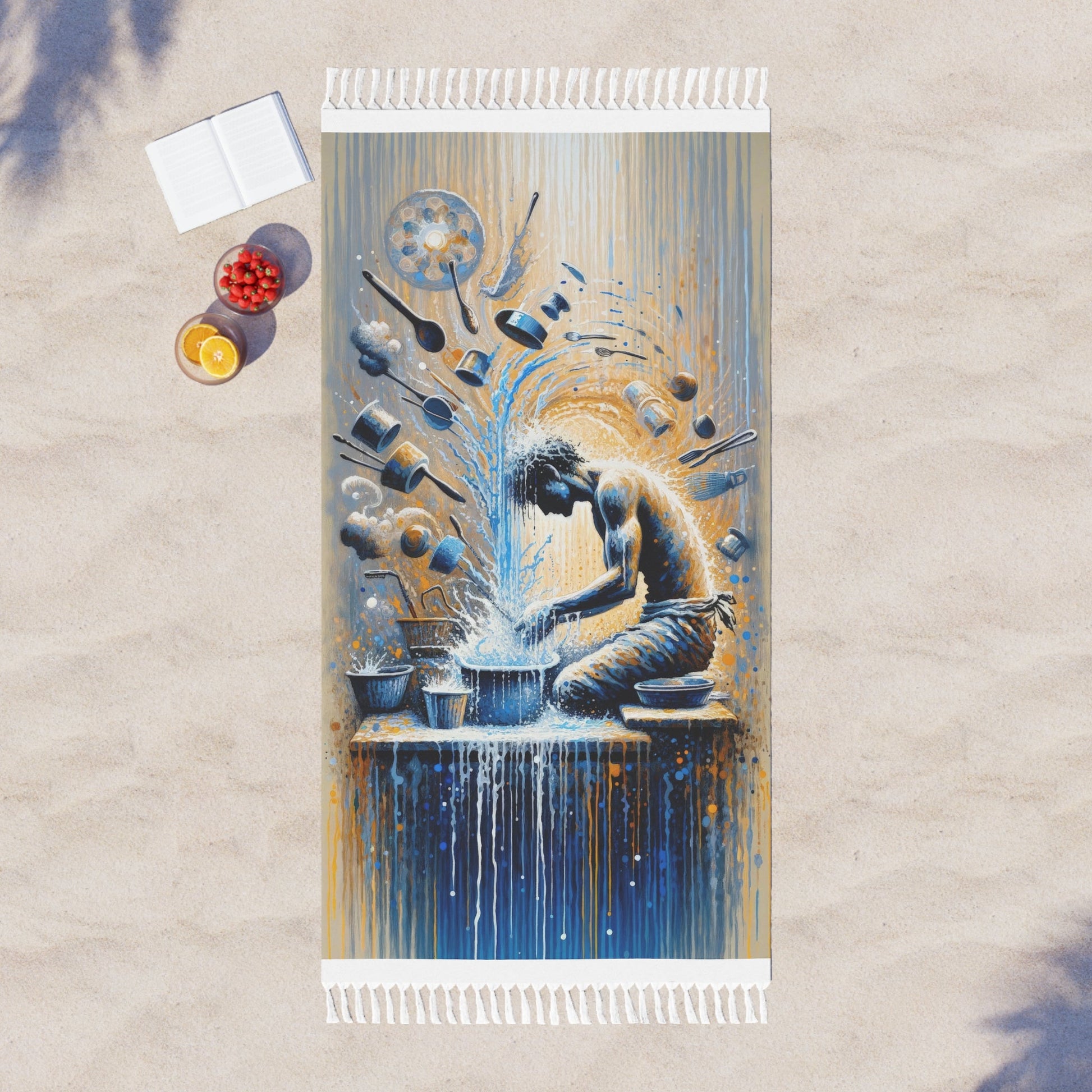 Meditative Kinetic Tachism Boho Beach Cloth - ATUH.ART