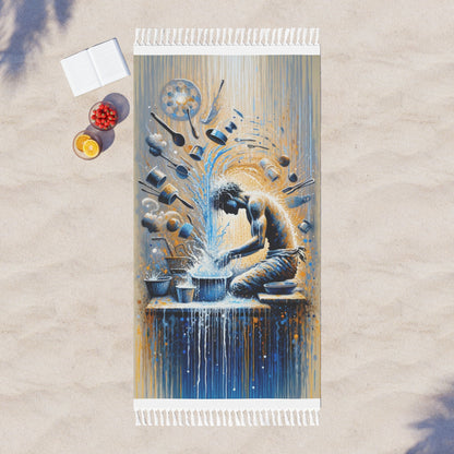 Meditative Kinetic Tachism Boho Beach Cloth - ATUH.ART