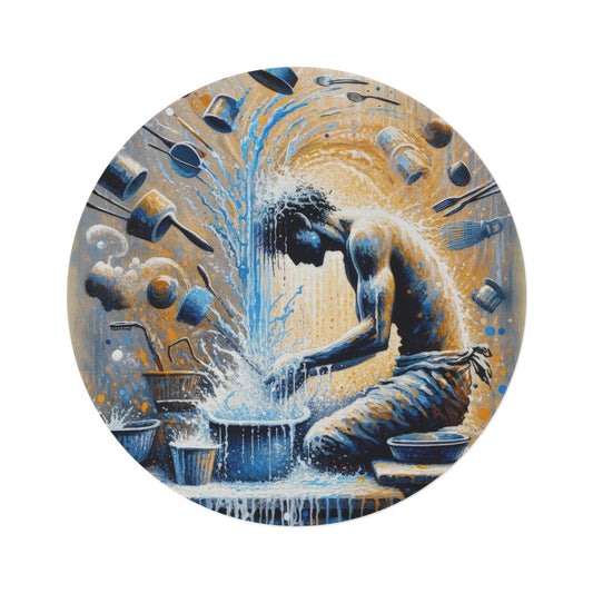 Meditative Kinetic Tachism Round Rug - ATUH.ART