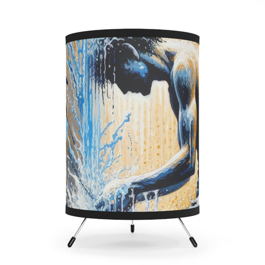 Meditative Kinetic Tachism Tripod Lamp with High-Res Printed Shade, US\CA plug - ATUH.ART