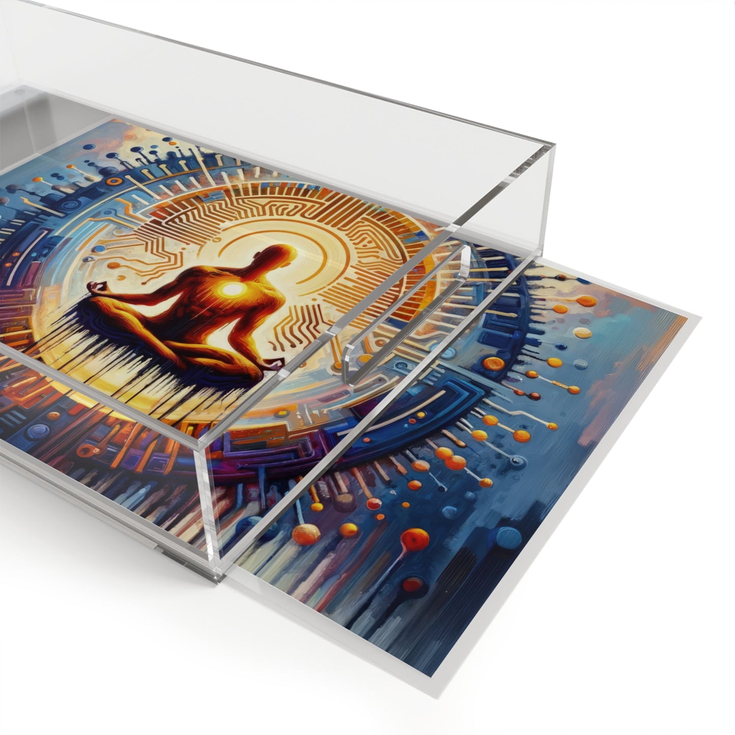 Meditative Technological Fusion Acrylic Serving Tray - ATUH.ART