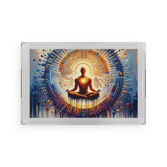 Meditative Technological Fusion Acrylic Serving Tray - ATUH.ART