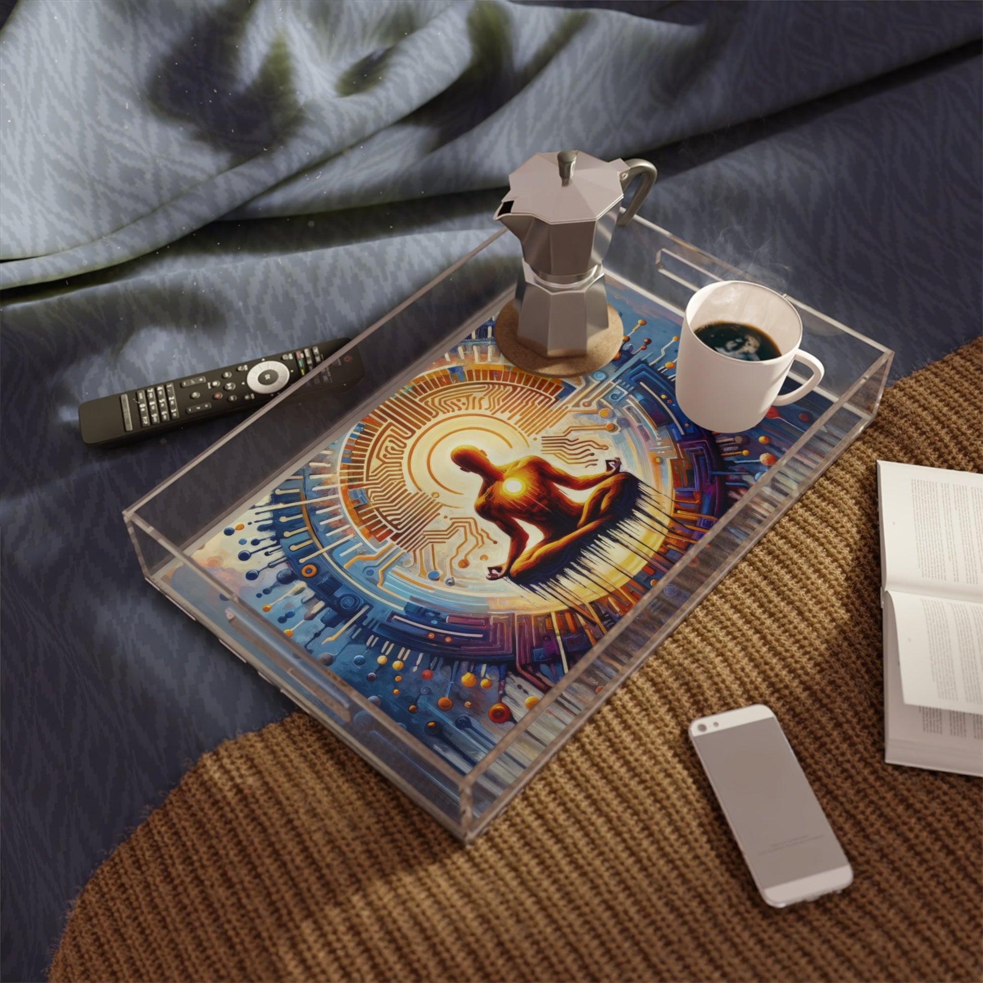 Meditative Technological Fusion Acrylic Serving Tray - ATUH.ART