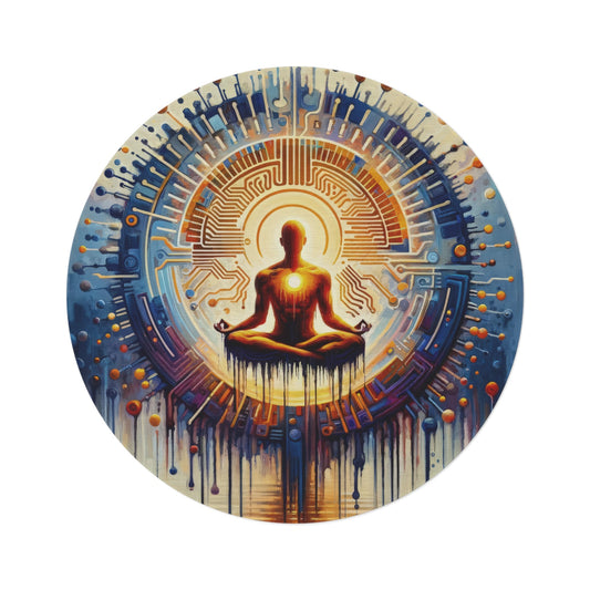 Meditative Technological Fusion Round Rug - ATUH.ART
