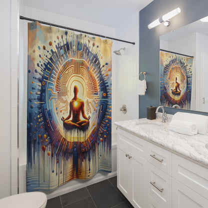 Meditative Technological Fusion Shower Curtains - ATUH.ART