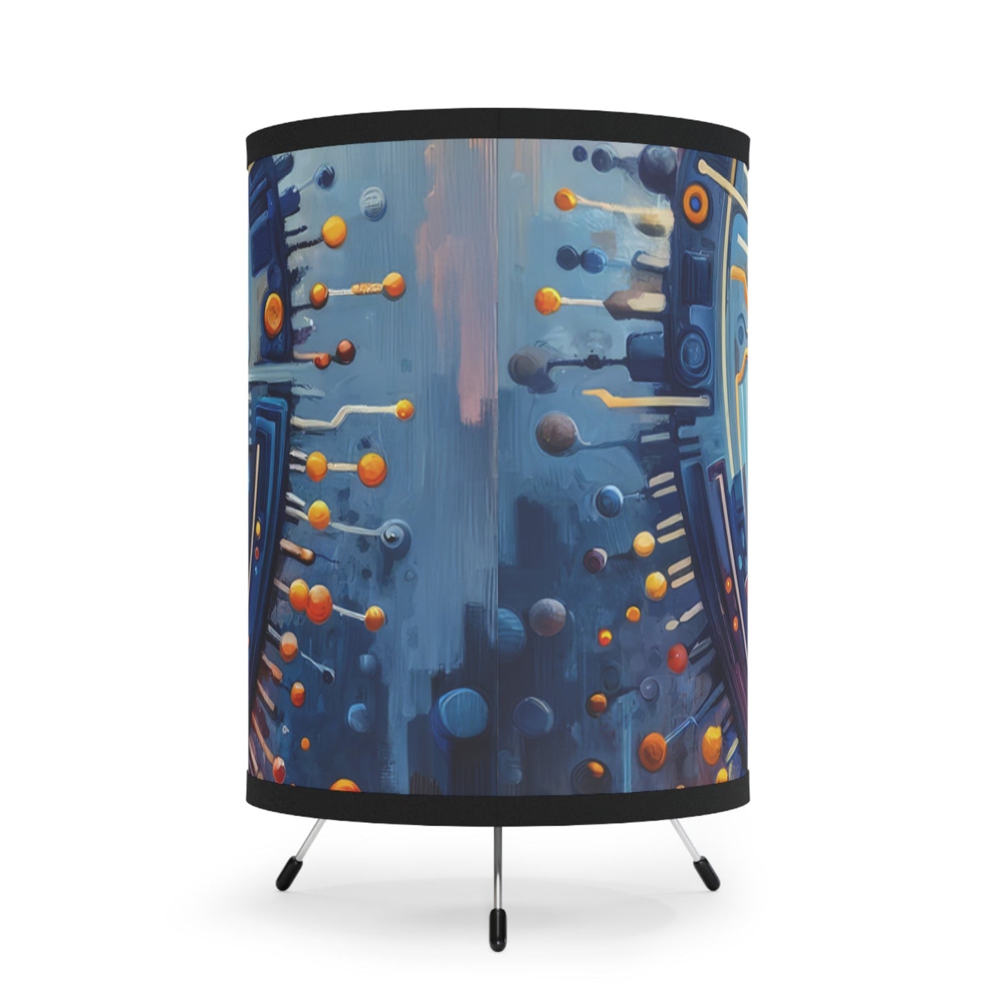 Meditative Technological Fusion Tripod Lamp with High-Res Printed Shade, US\CA plug - ATUH.ART