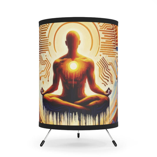 Meditative Technological Fusion Tripod Lamp with High-Res Printed Shade, US\CA plug - ATUH.ART