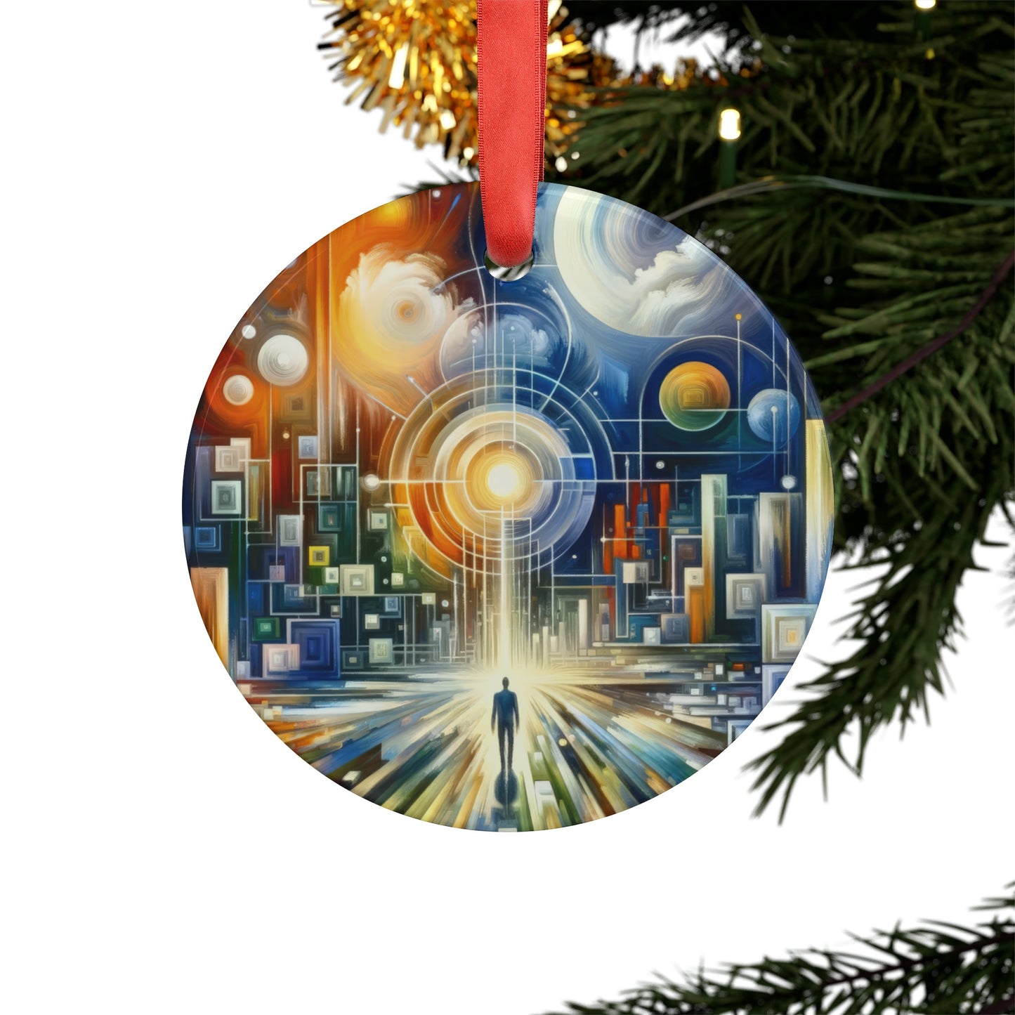 Mindful Megabyte Convergence Acrylic Ornament with Ribbon - ATUH.ART