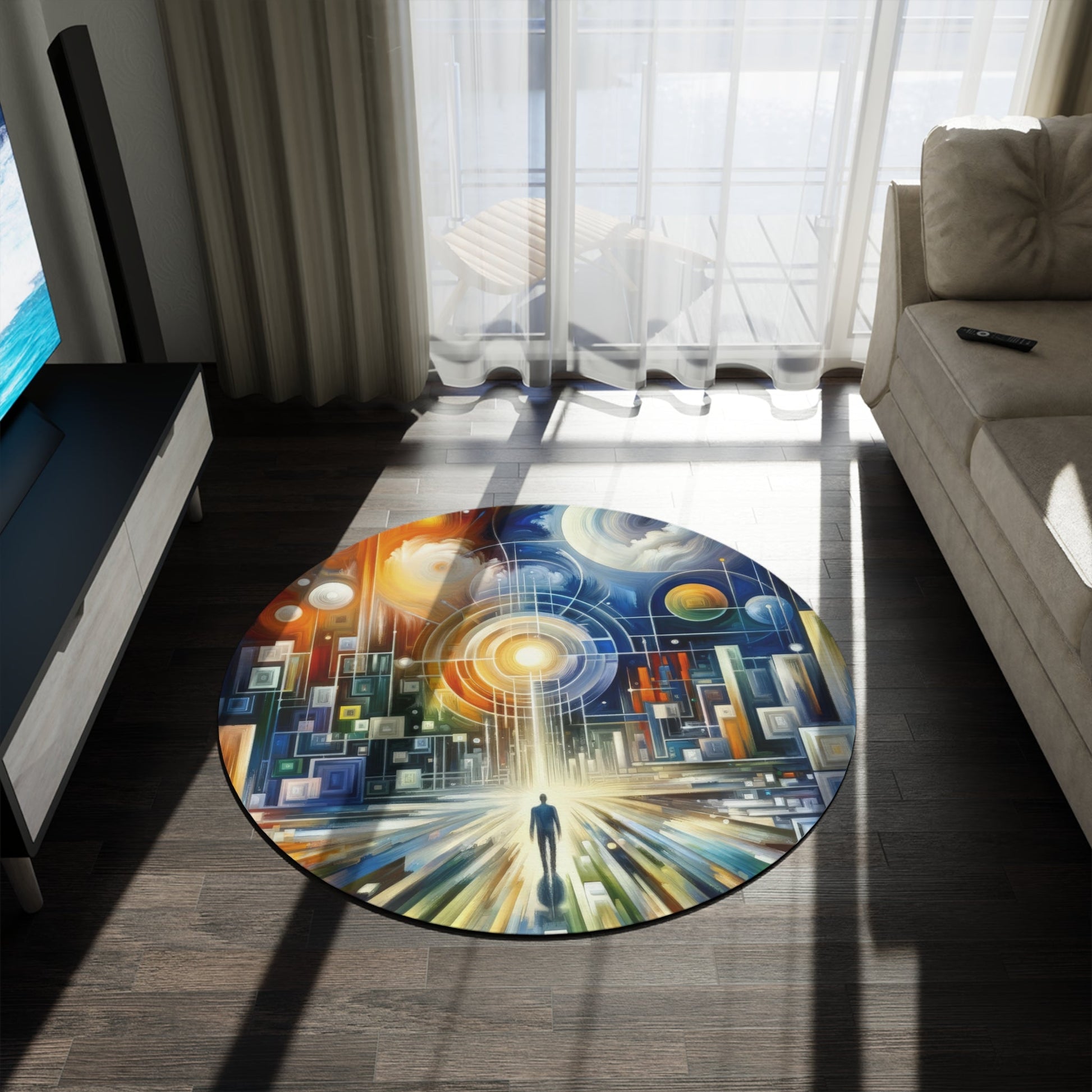Mindful Megabyte Convergence Round Rug - ATUH.ART
