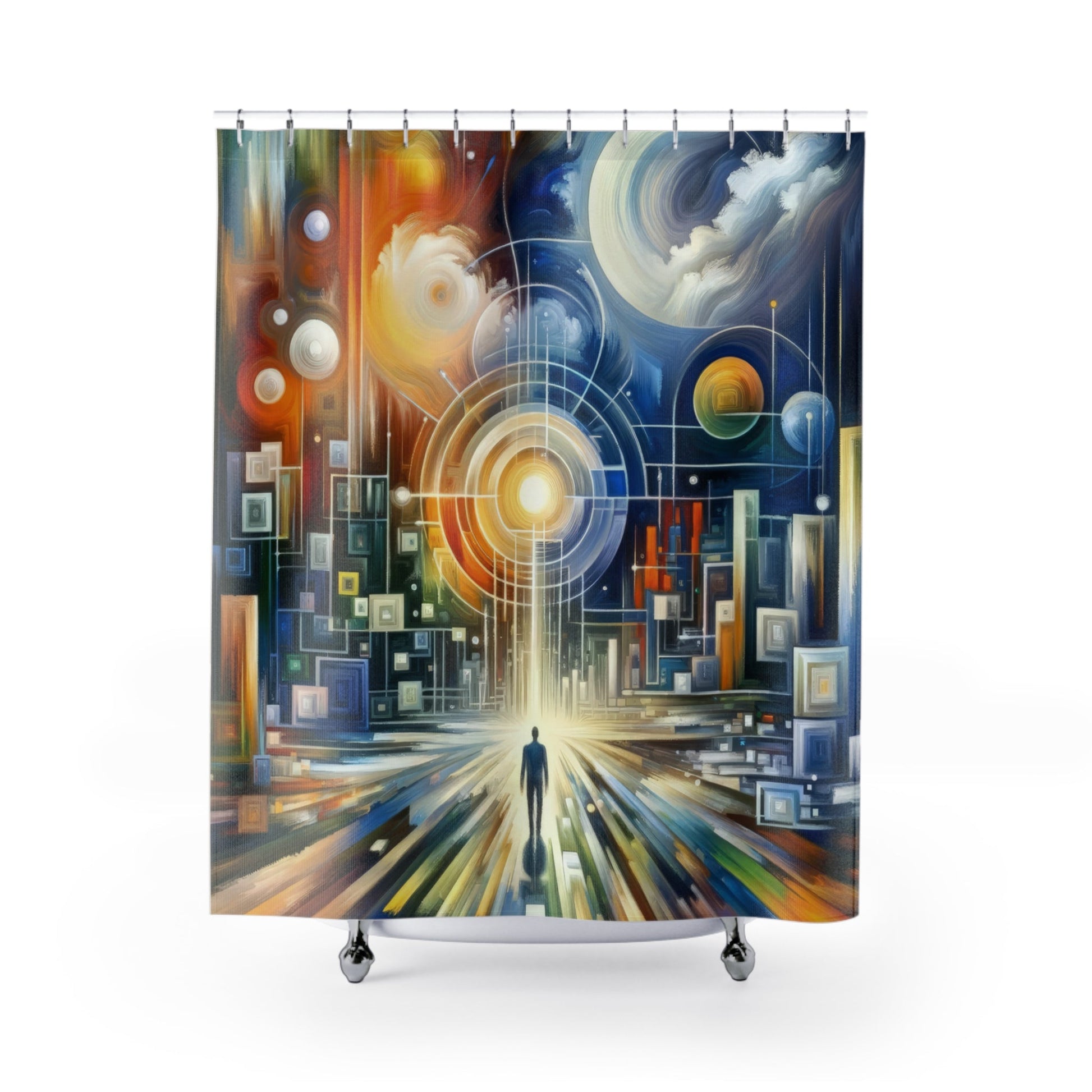 Mindful Megabyte Convergence Shower Curtains - ATUH.ART