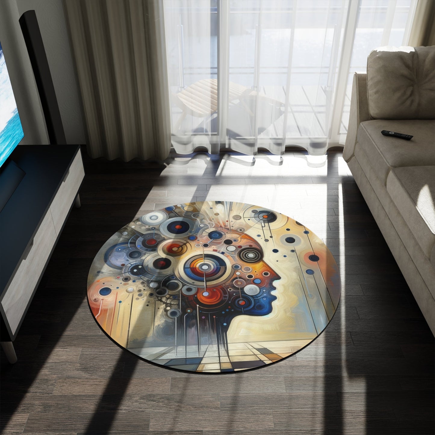 Mindful Tachism Engagement Round Rug - ATUH.ART