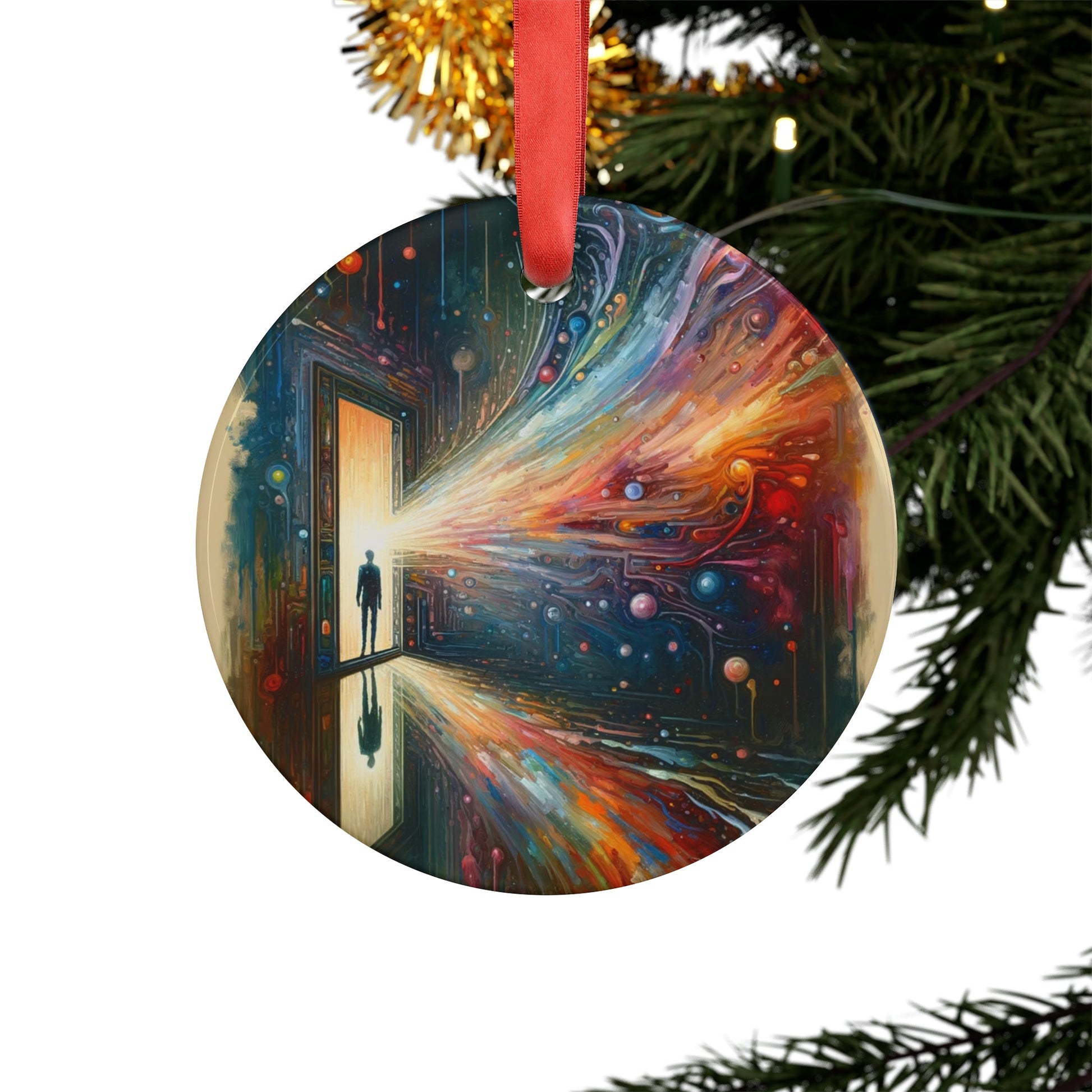 Mirror Wholeness Tachism Acrylic Ornament with Ribbon - ATUH.ART