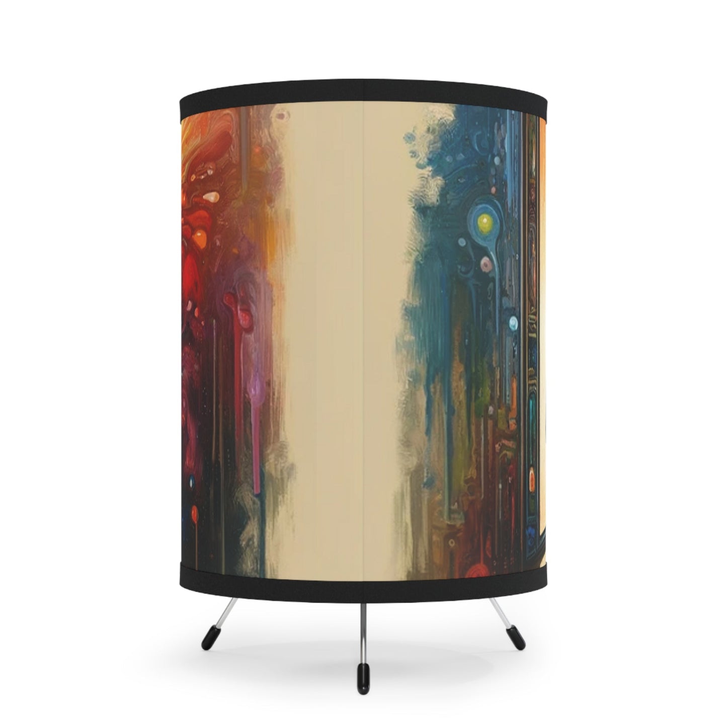 Mirror Wholeness Tachism Tripod Lamp with High-Res Printed Shade, US\CA plug - ATUH.ART