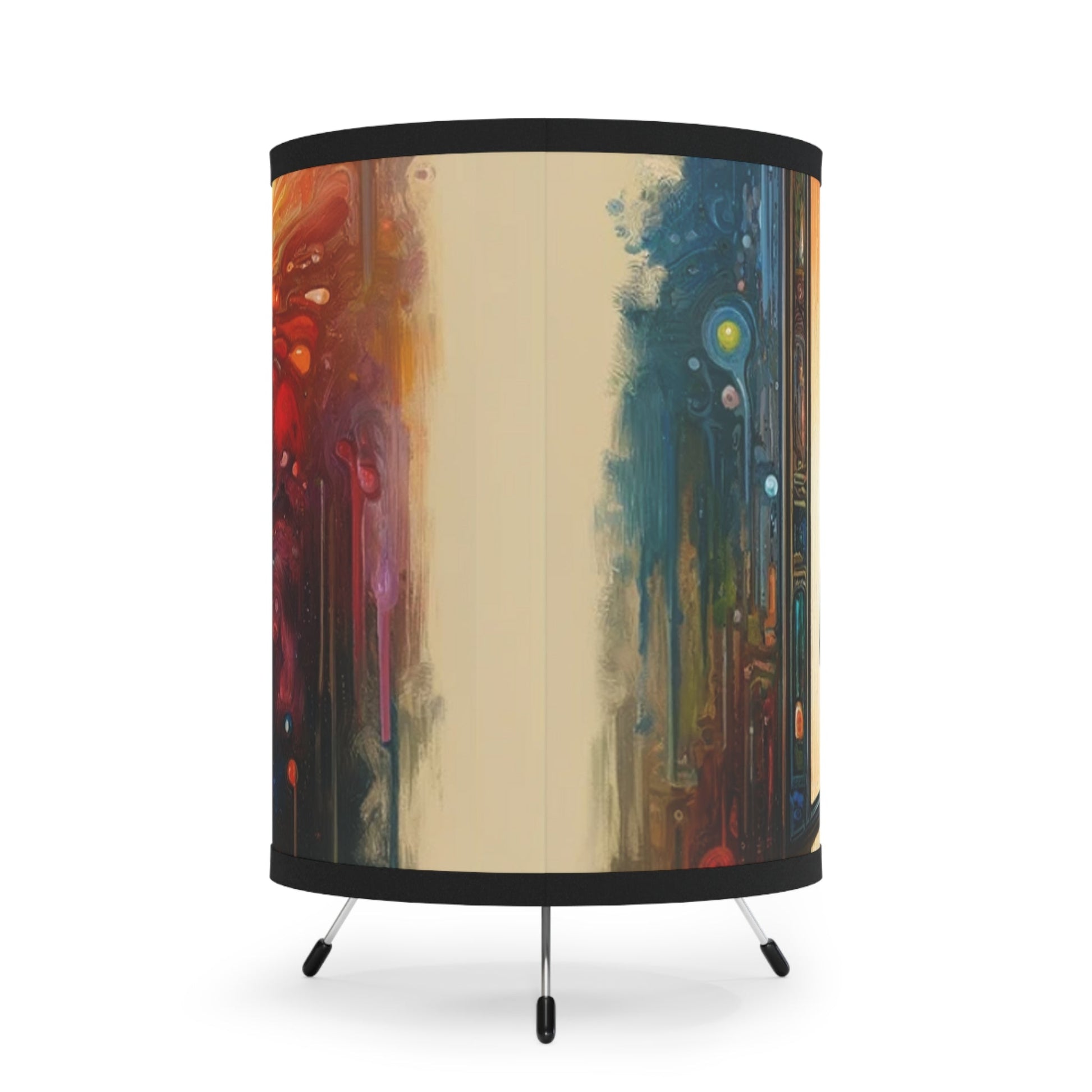 Mirror Wholeness Tachism Tripod Lamp with High-Res Printed Shade, US\CA plug - ATUH.ART