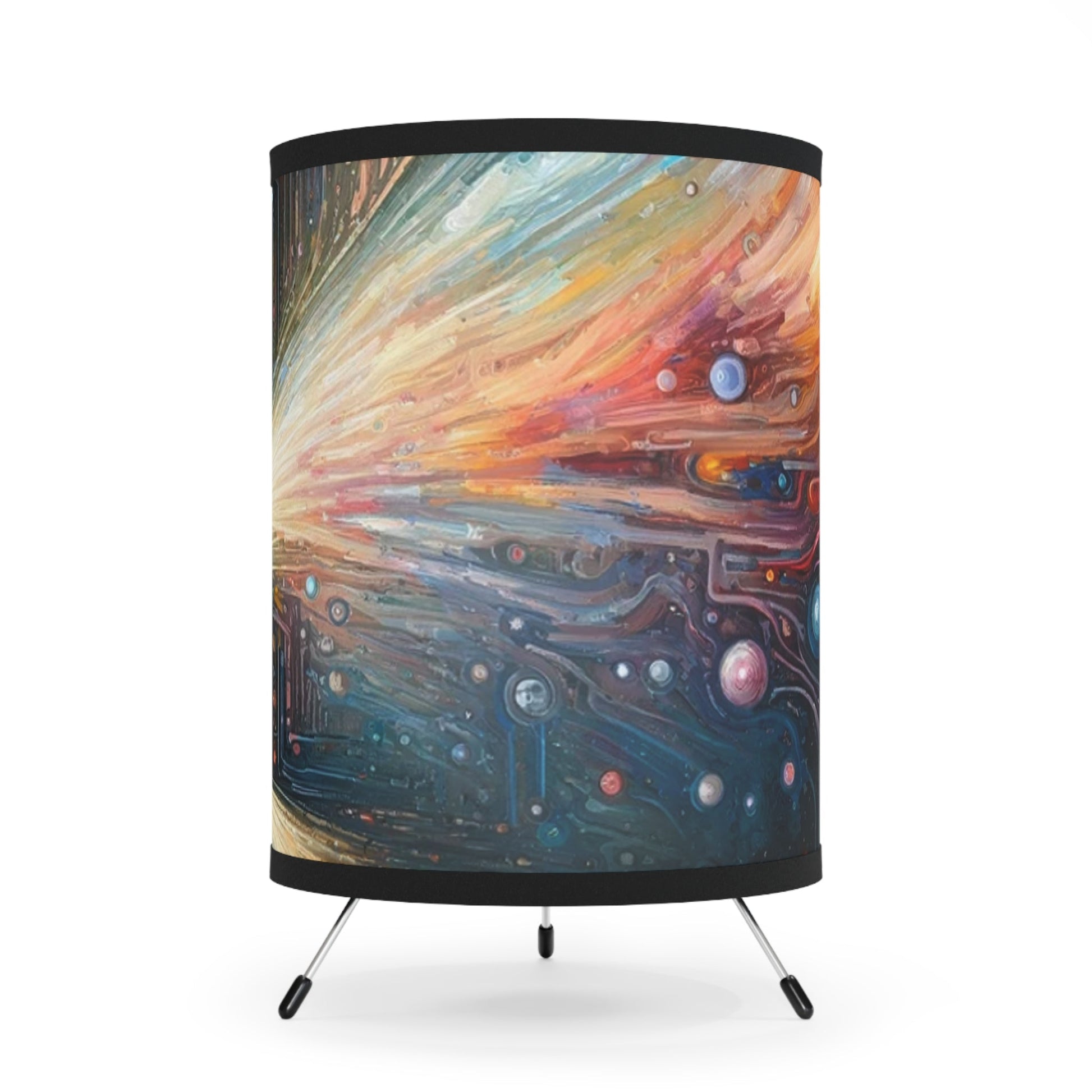 Mirror Wholeness Tachism Tripod Lamp with High-Res Printed Shade, US\CA plug - ATUH.ART