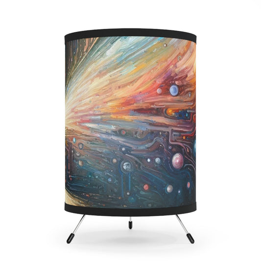 Mirror Wholeness Tachism Tripod Lamp with High-Res Printed Shade, US\CA plug - ATUH.ART